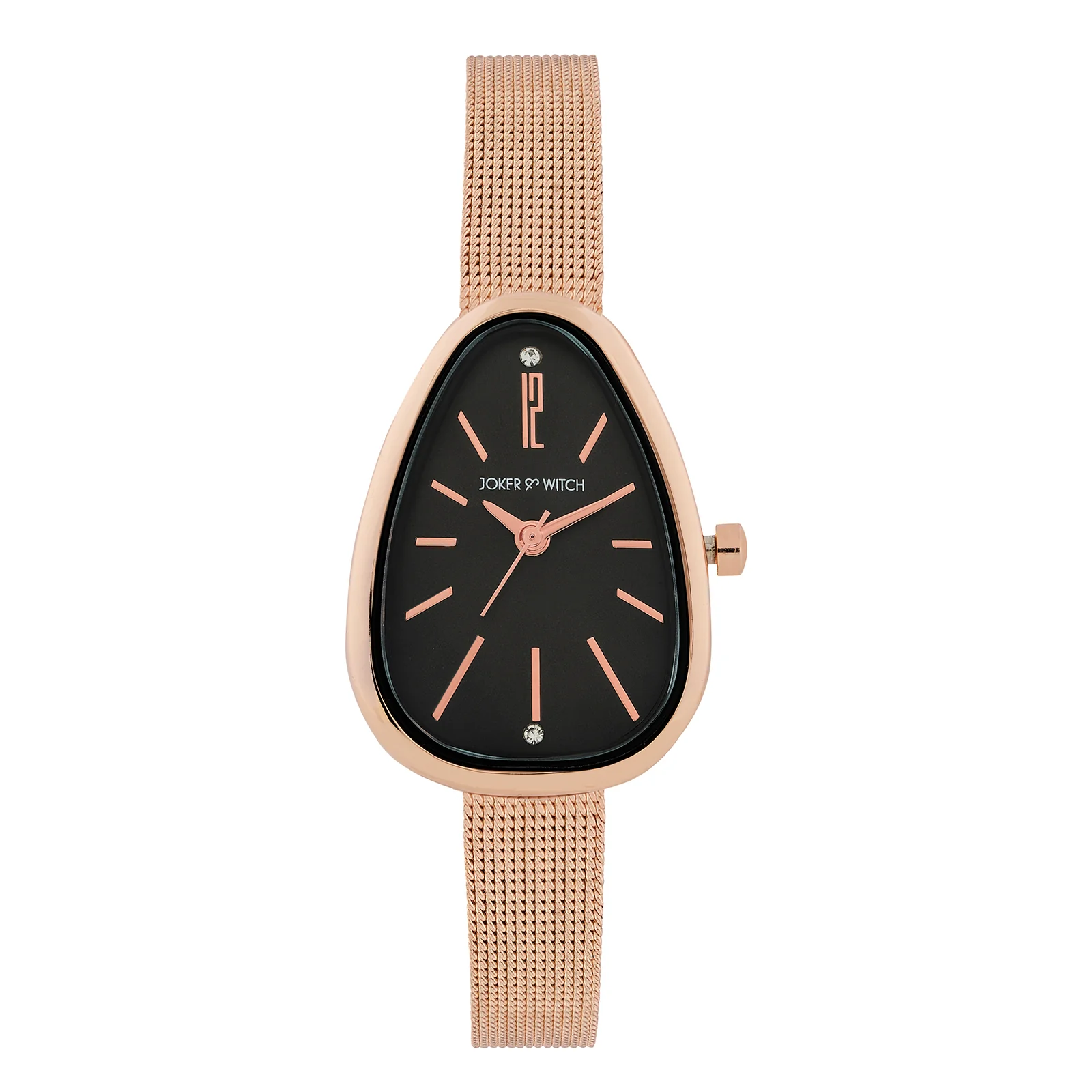Maris Black Small Oval Dial Rose Gold Mesh Strap Women's Watch - Image 3