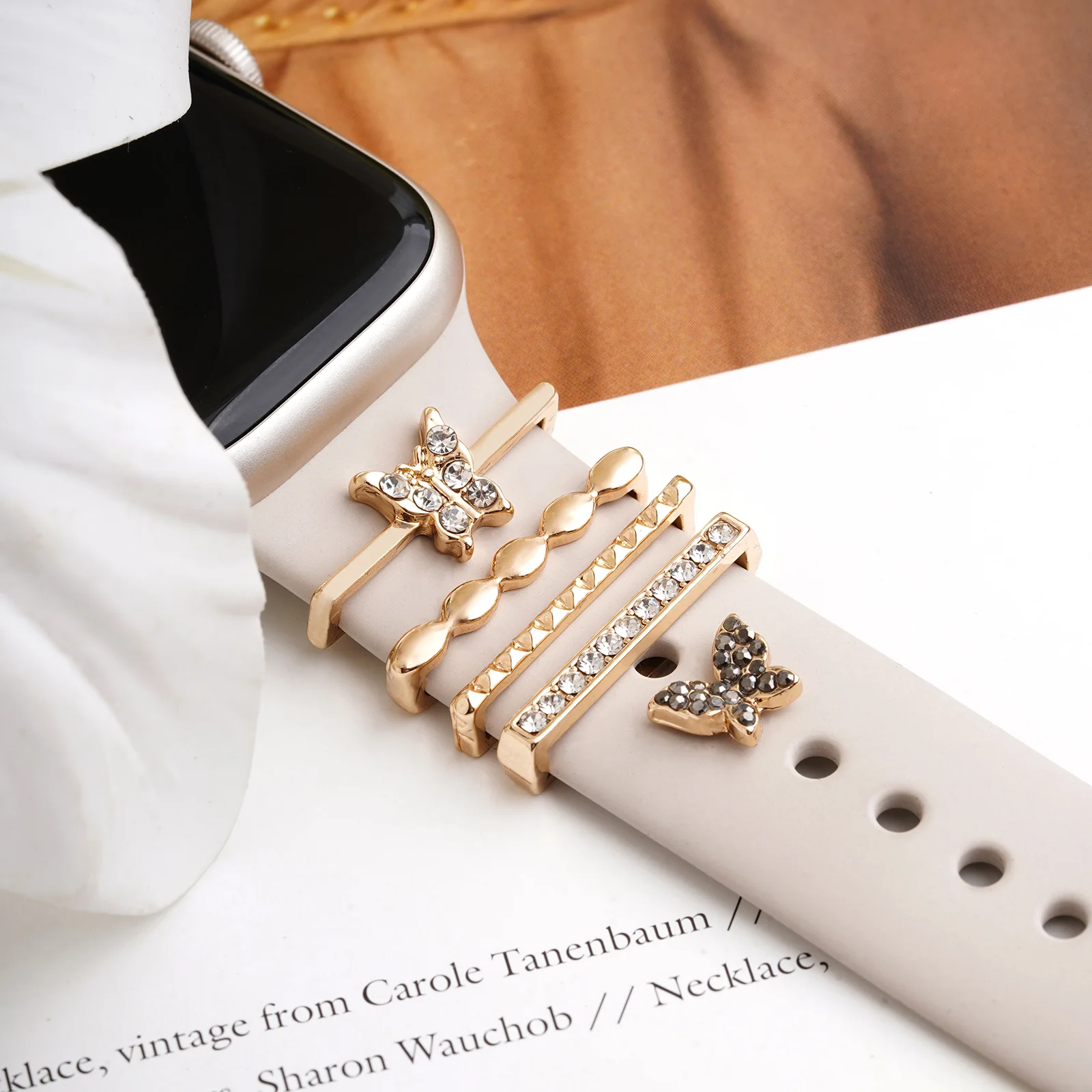 Butterfly Blooms Gold Ring Watch Charm