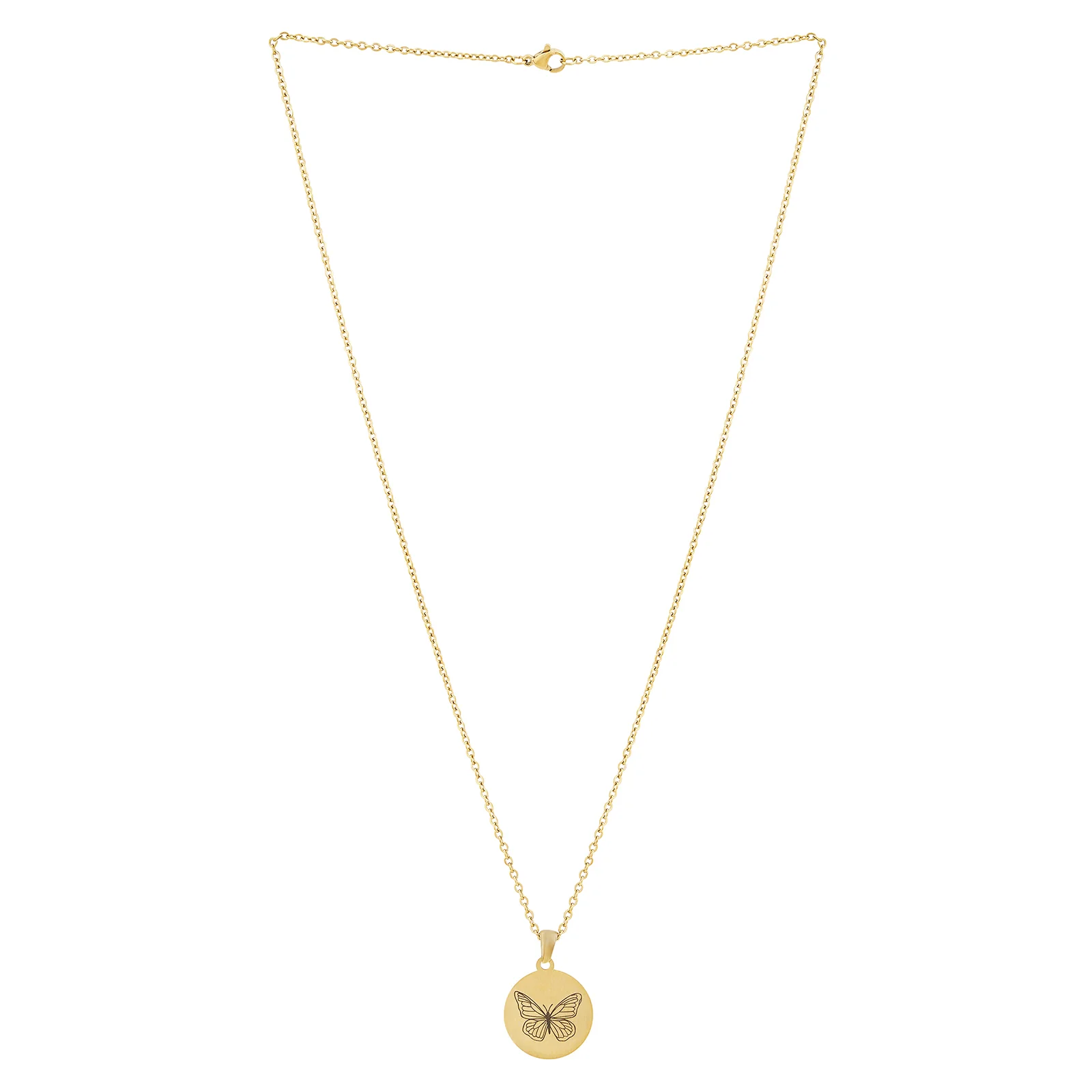 Butterfly Gold Women's Round Mantra Necklace - Image 3