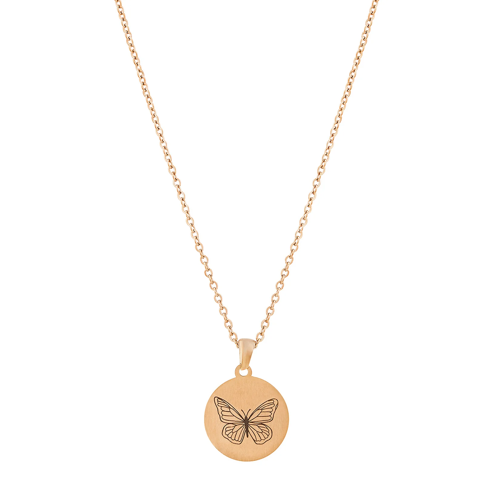 Butterfly Rose Gold Women's Round Mantra Necklace - Image 5