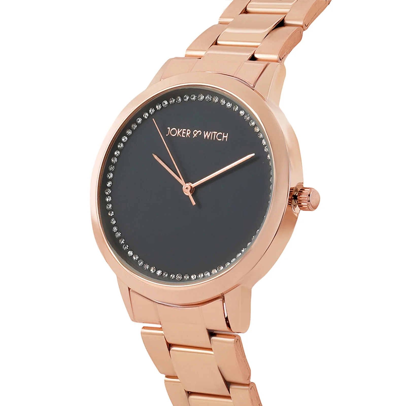 Castor Grey Large Rhinestone Dial Rose Gold Linked Chain Strap Women's Watch - Image 4