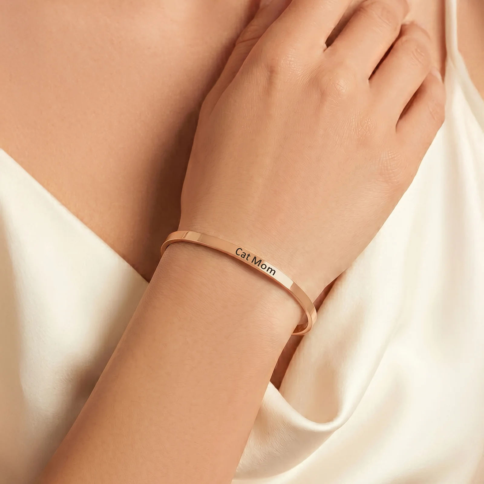 Cat Mom Rose Gold Mantra Band - Image 2