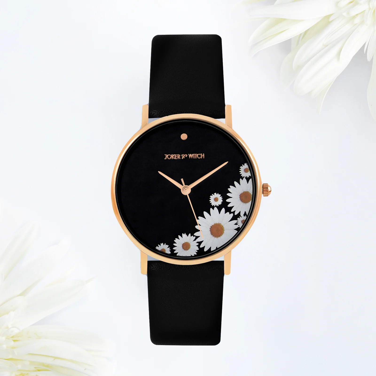 Printed Chamomile Black Medium Dial PU Strap Women's Watch - Image 3