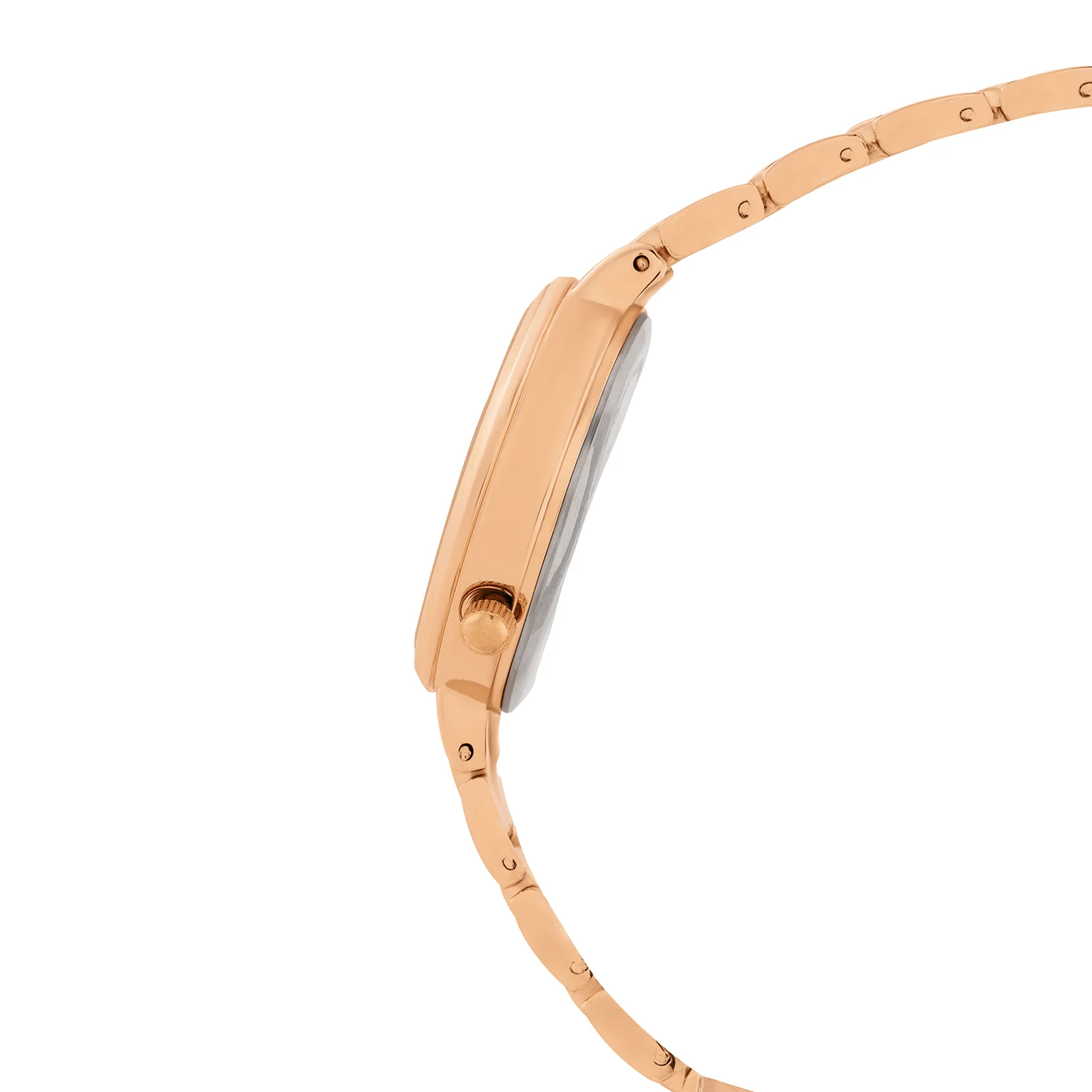 Chantal Maroon Small Rhinestone Dial Rose Gold Linked Chain Strap Women's Watch - Image 5