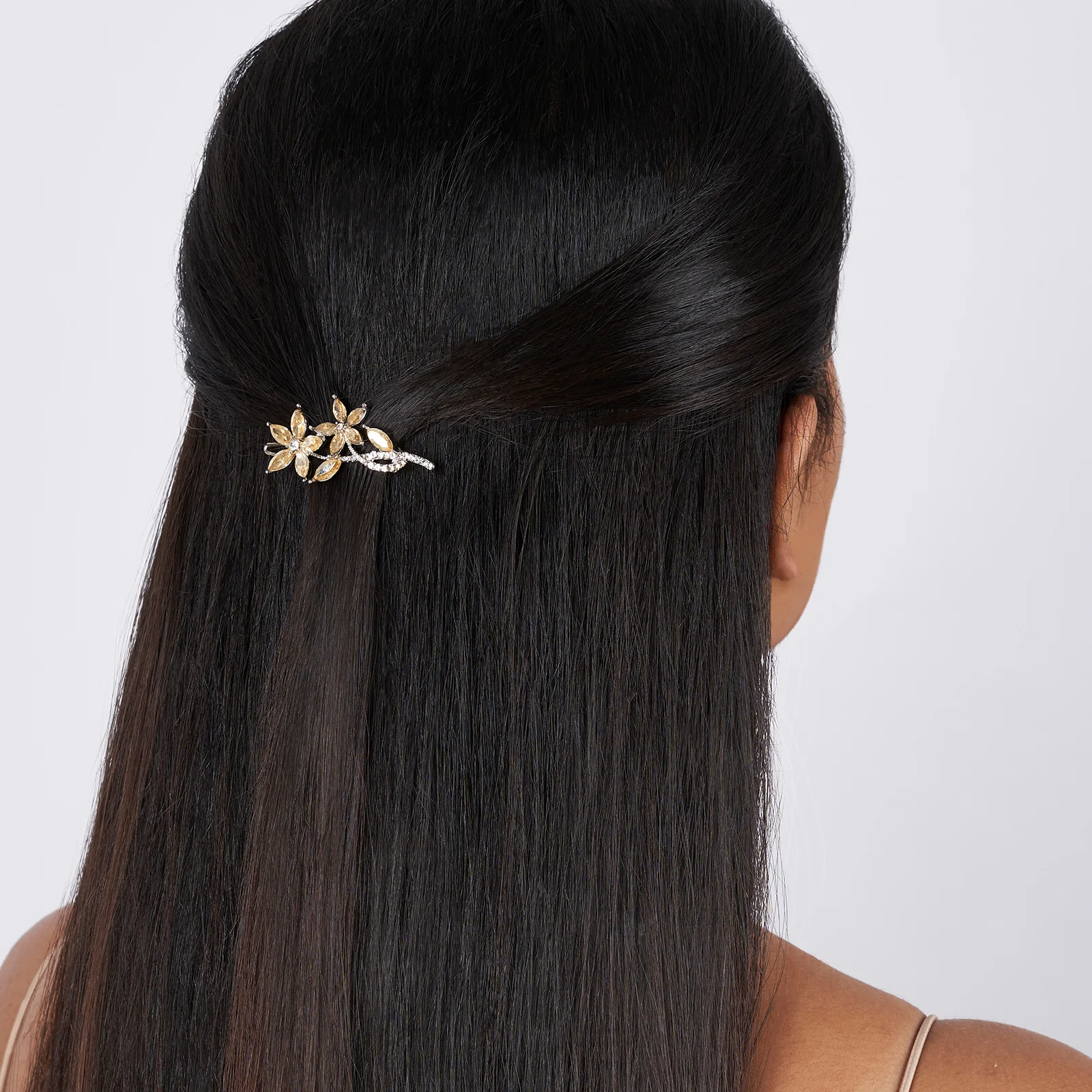 Chrysantha Gold Rhinestone Hairpin