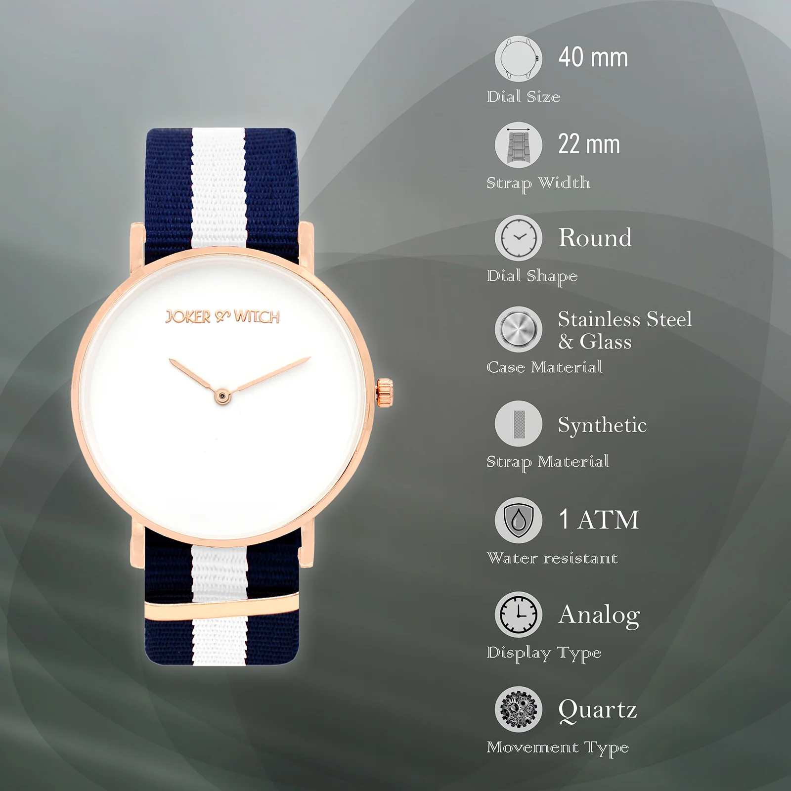 Classic White Large Dial Blue Nato Strap Unisex Watch - Image 6