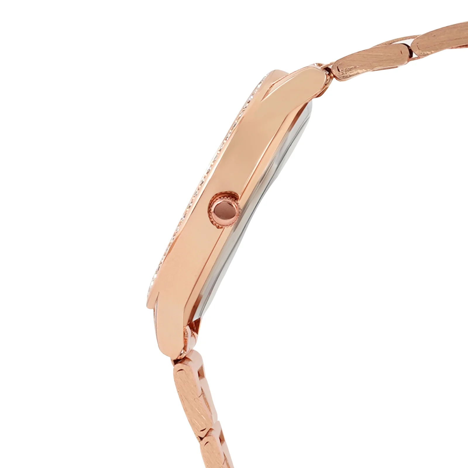 Comet White MOP Medium Rhinestone Dial Rose Gold Linked Chain Strap Women's Watch - Image 6