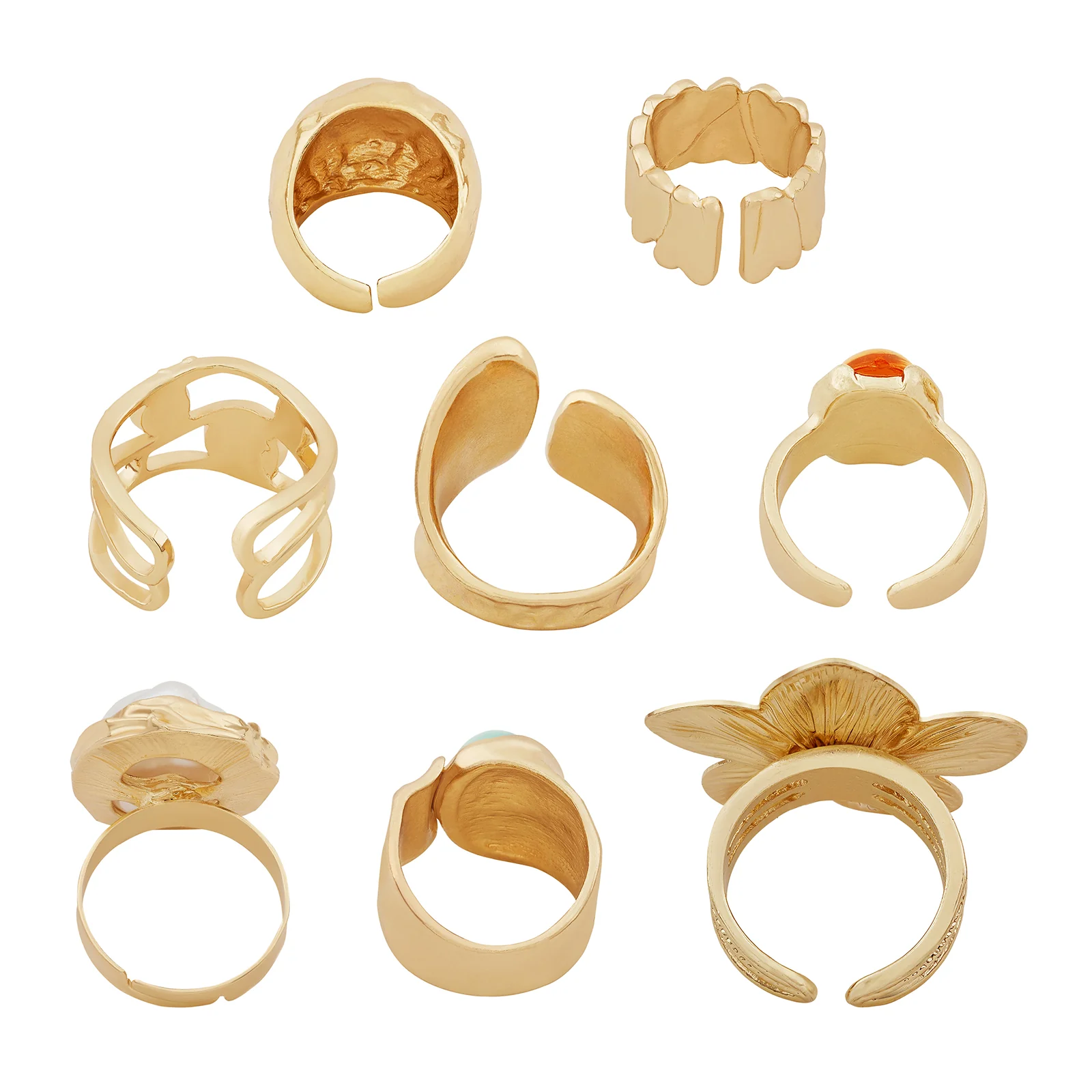 Coralina Candy Gold Set of 8 Rings - Image 5