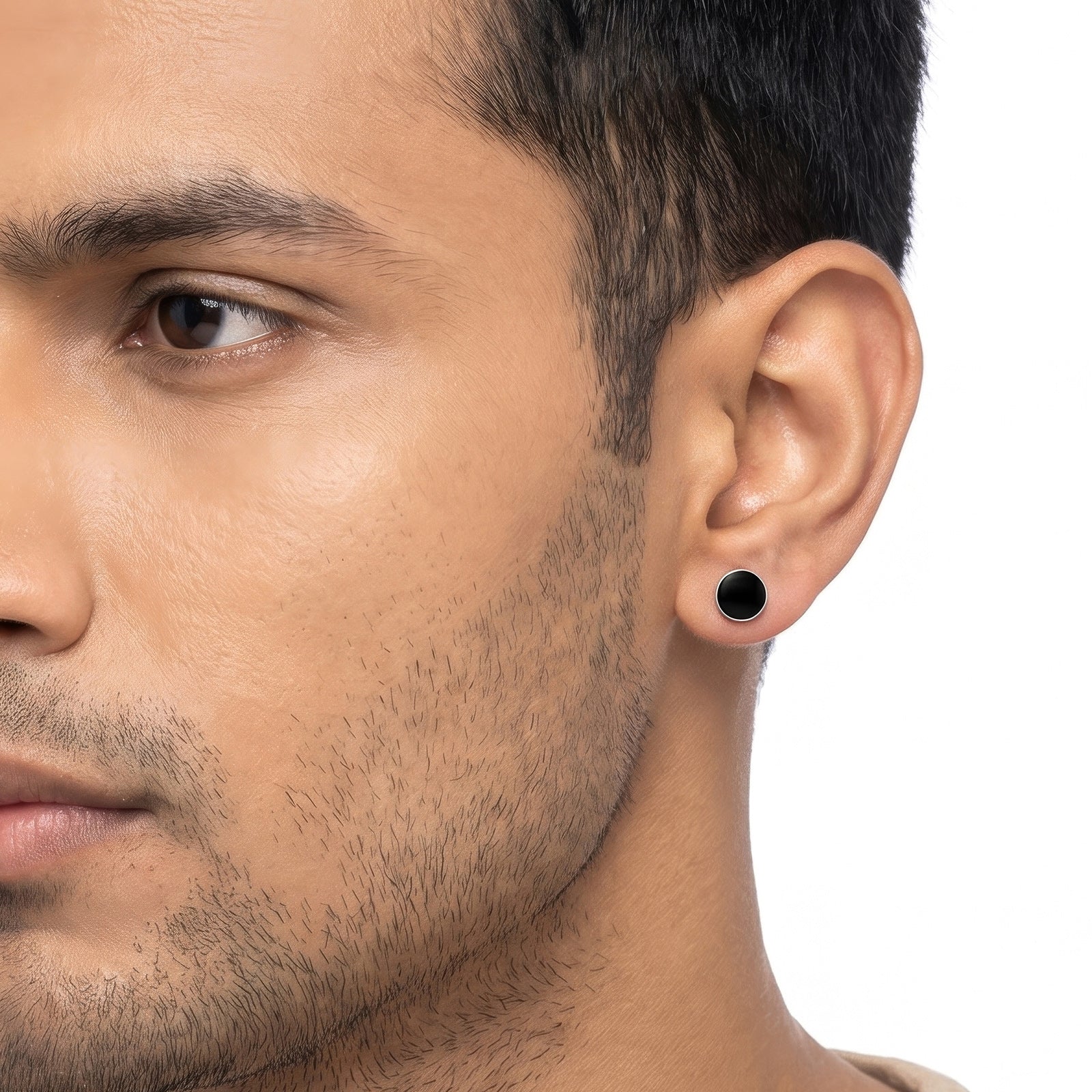 Cyberspace Silver & Black Men's Earring Set - Image 4