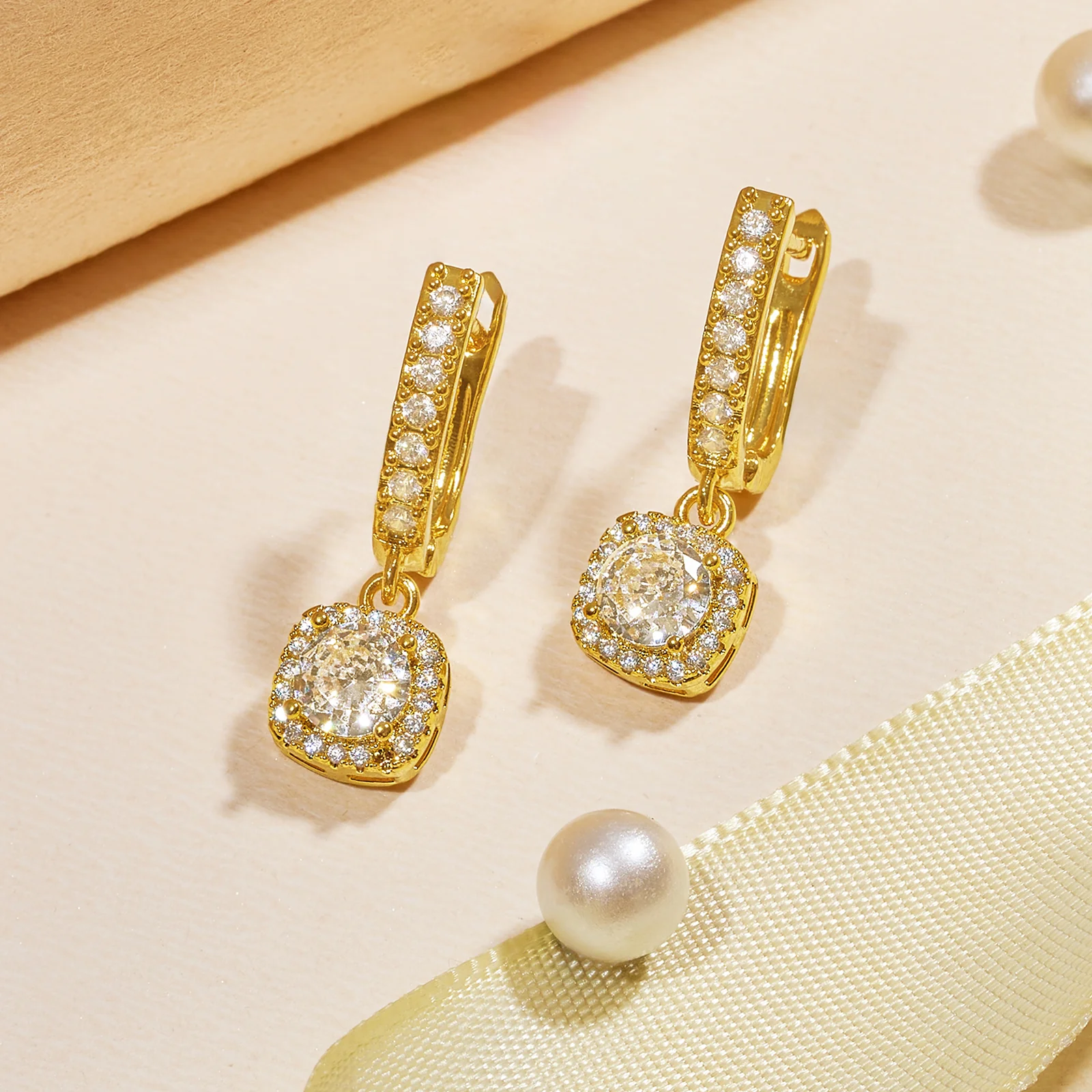 Dainty-Drama Gold Bling Earrings - Image 2