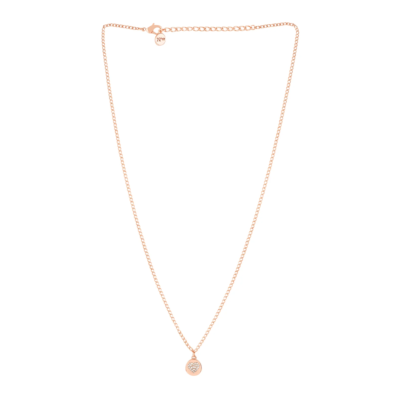 Dainty Heart Rhinestone Rosegold Necklace Charm - Image 3