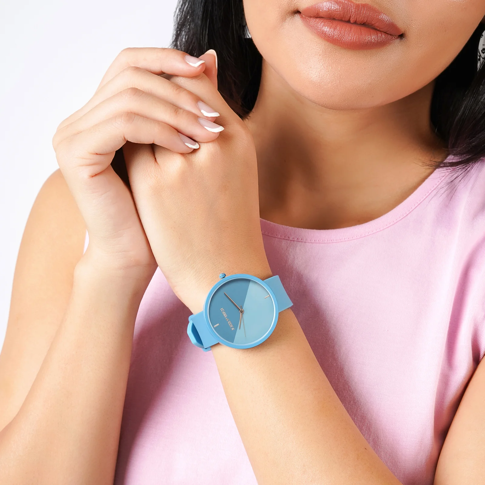 Duet Dewdrop Blue Large Dial Silicone Strap Unisex Watch - Image 2