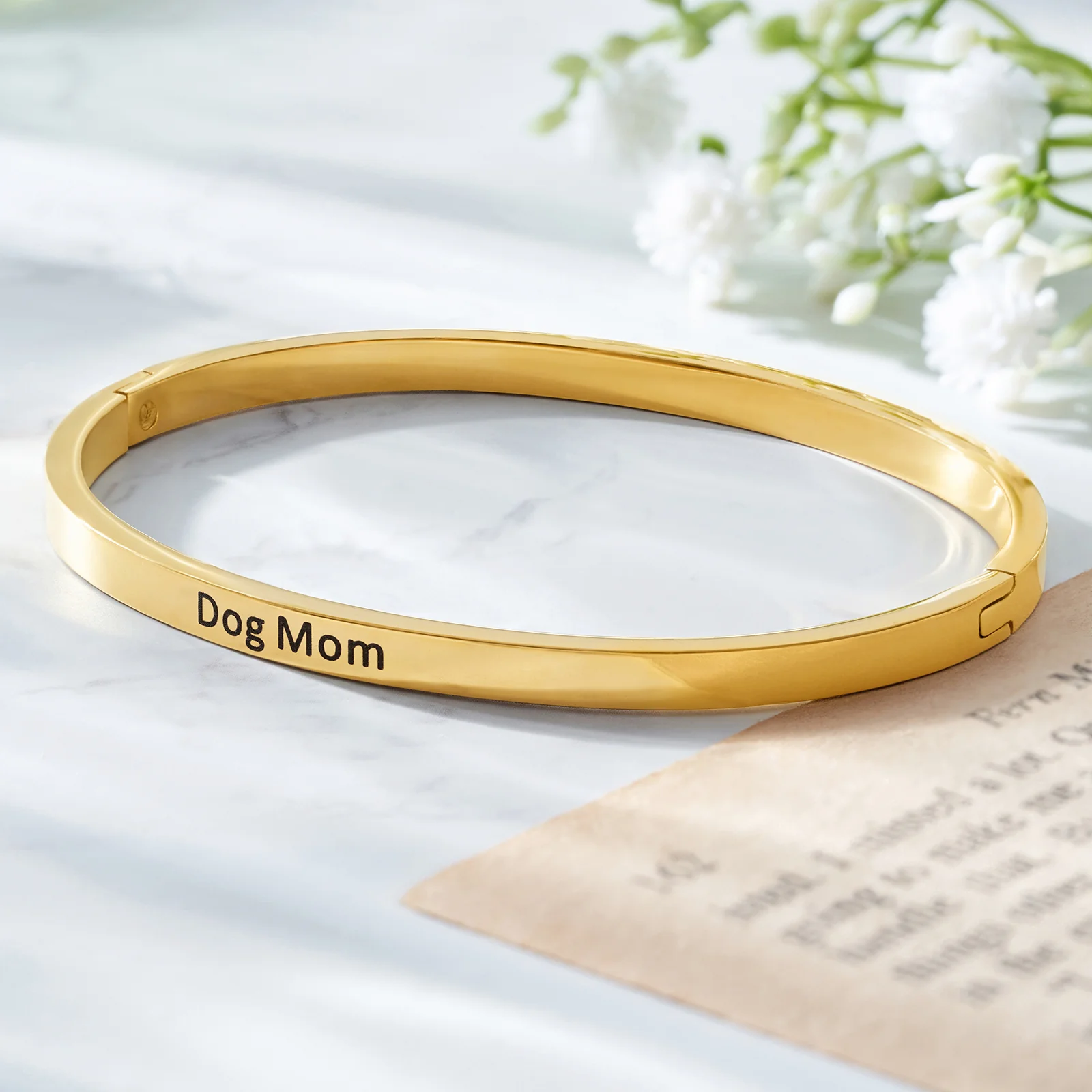 Dog Mom Gold Mantra Band