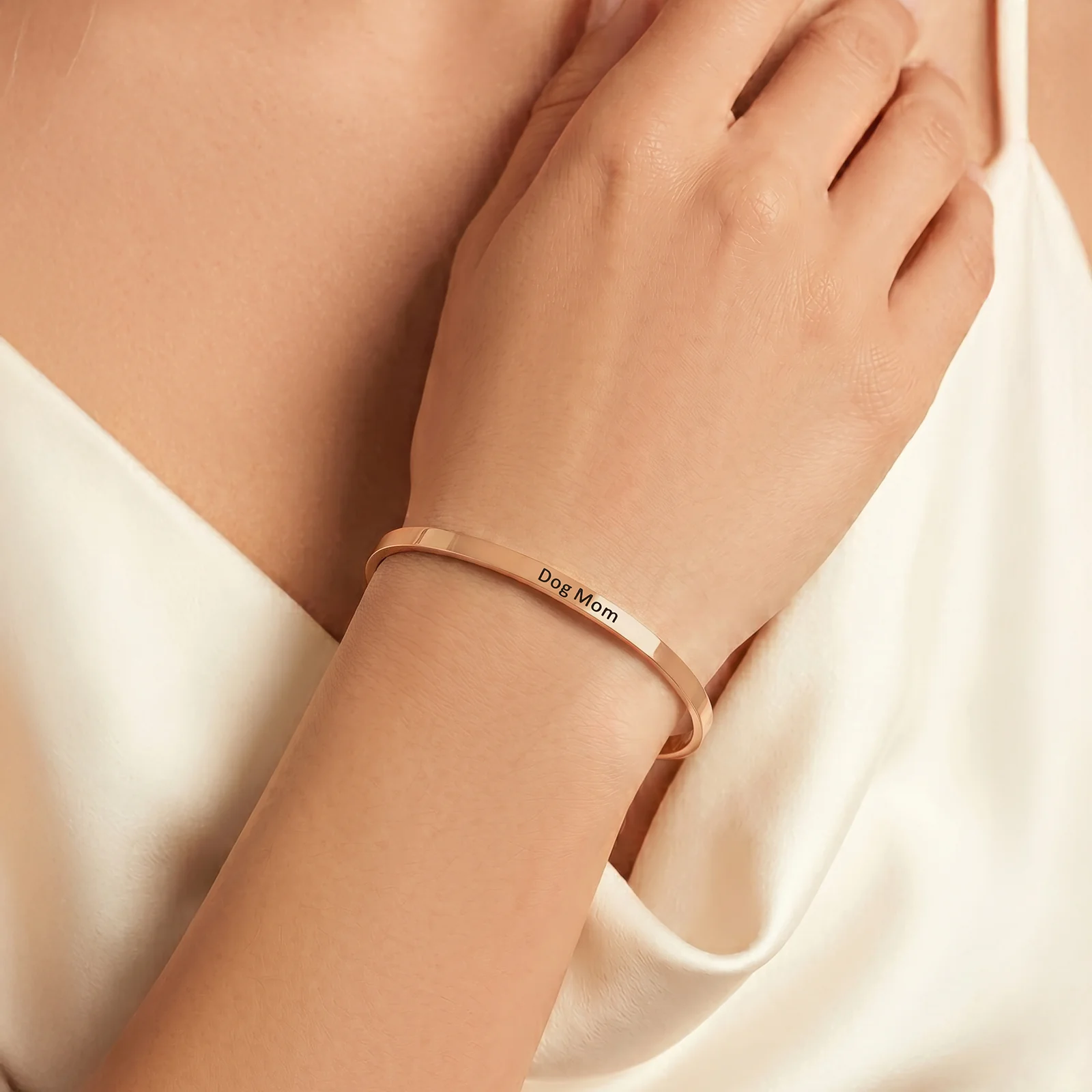 Dog Mom Rose Gold Mantra Band - Image 2