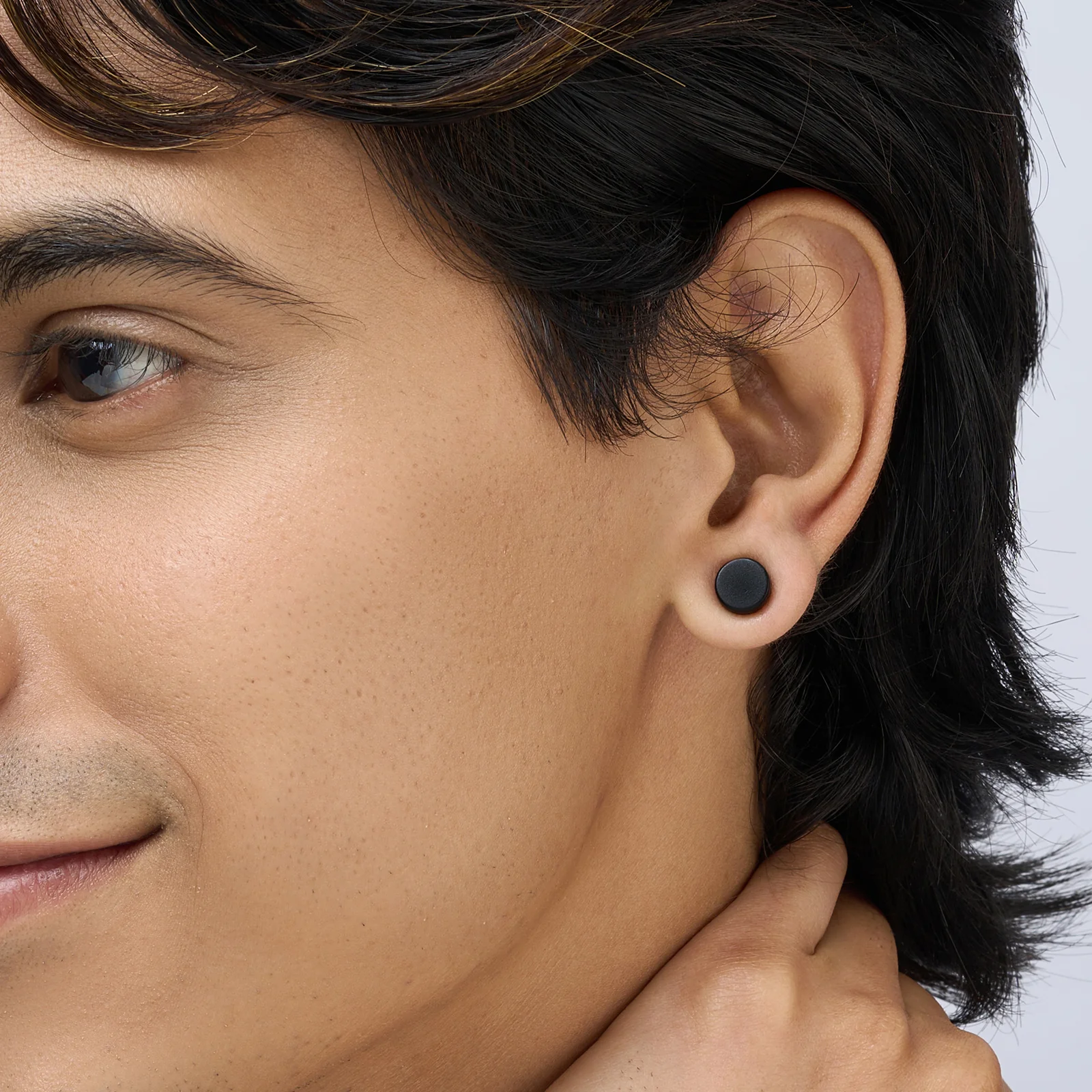 Domorro Men's Silver & Black Earrings - Image 3
