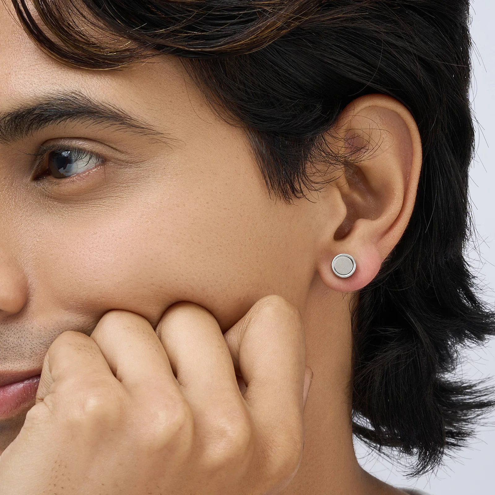 Domorro Men's Silver & Black Earrings - Image 4