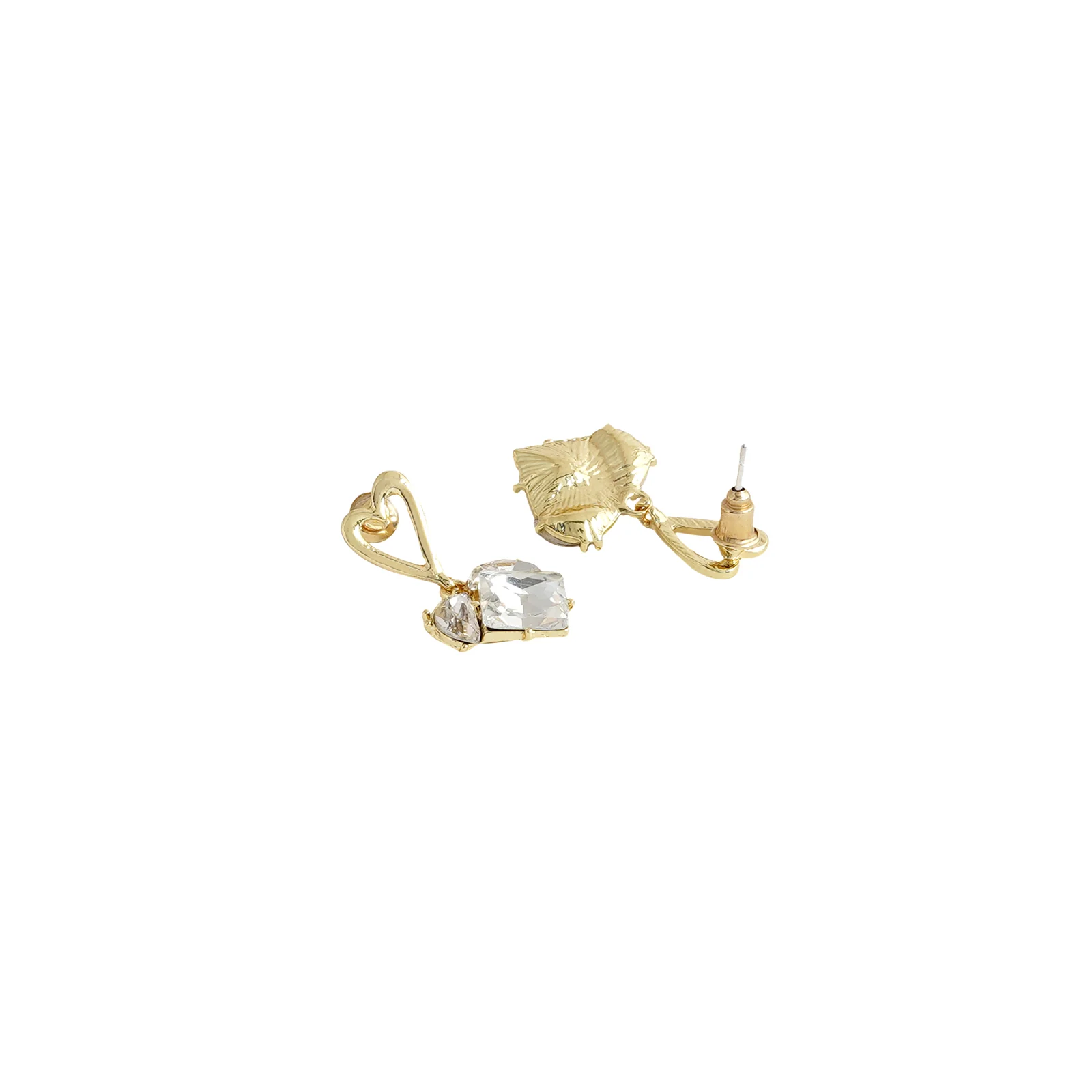 Double Trouble Gold Heart Earrings - Image 4