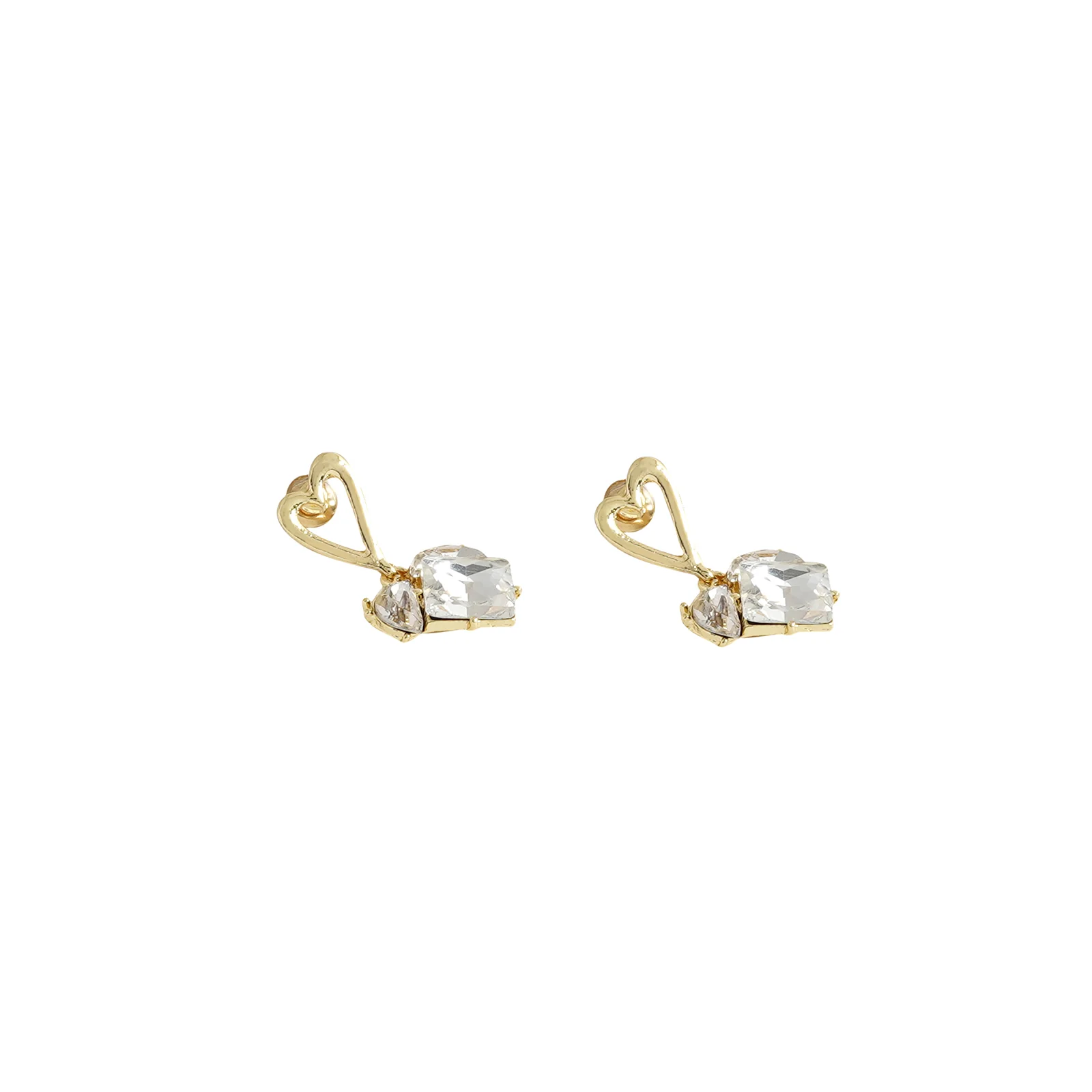 Double Trouble Gold Heart Earrings - Image 5