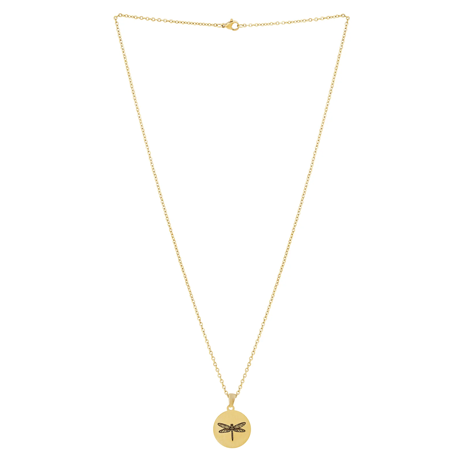 Dragonfly Gold Women's Round Mantra Necklace - Image 3