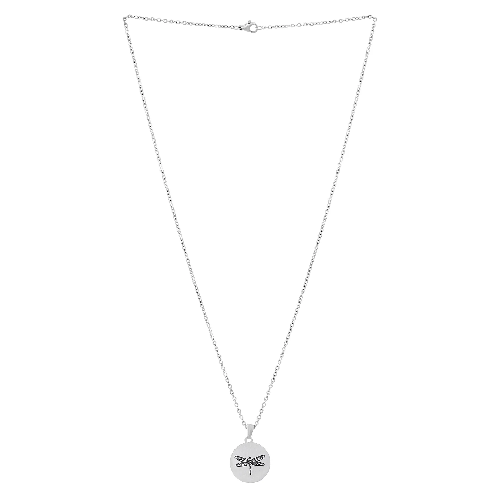 Dragonfly Silver Women's Round Mantra Necklace - Image 3