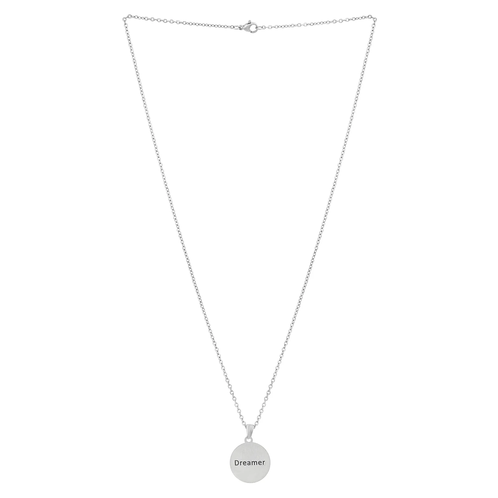 Dreamer Silver Women's Round Mantra Necklace - Image 3