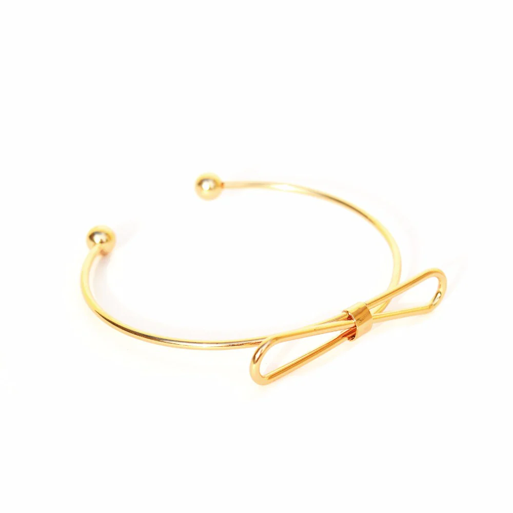 Elegant Bow Open Cuff Gold Bracelet - Image 2