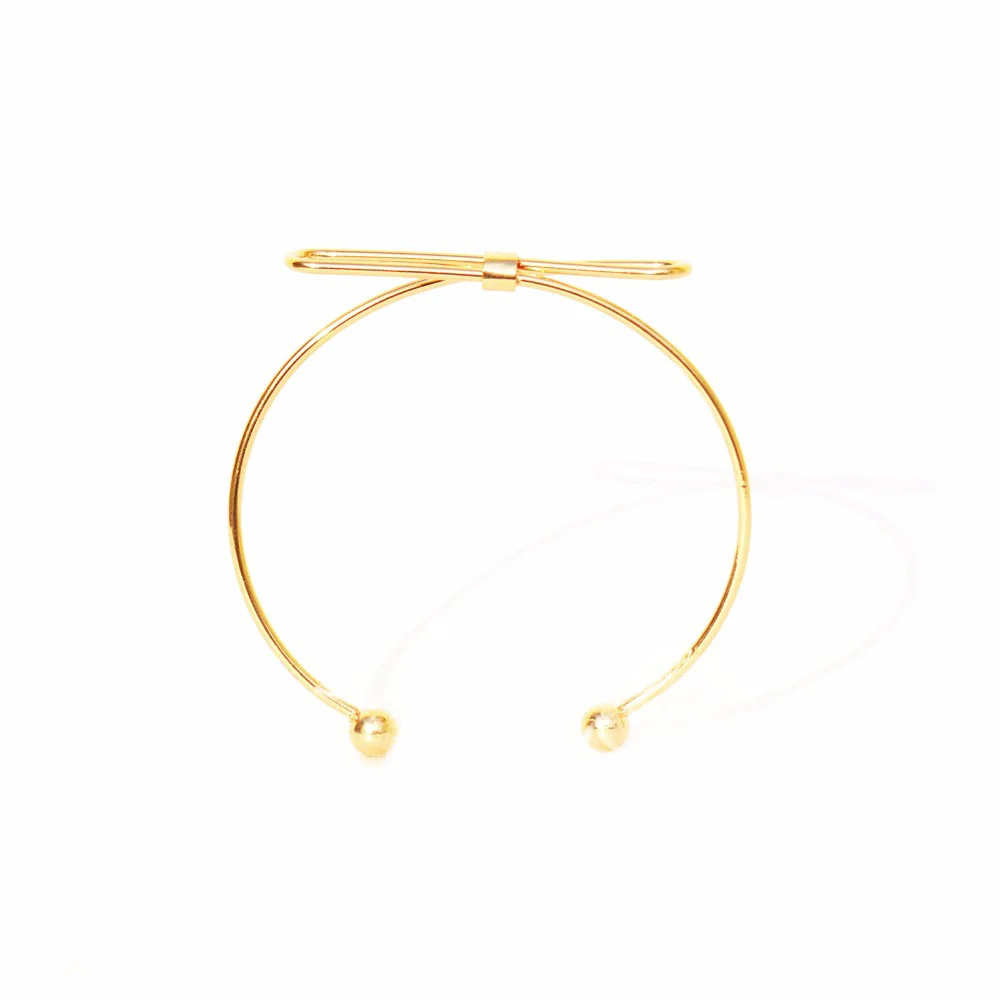 Elegant Bow Open Cuff Gold Bracelet - Image 5