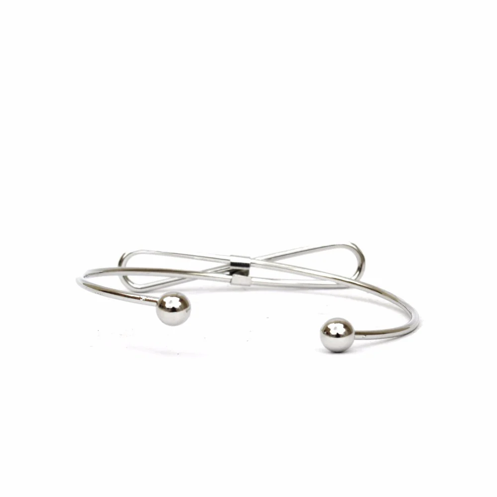 Elegant Bow Open Cuff Silver Bracelet - Image 5