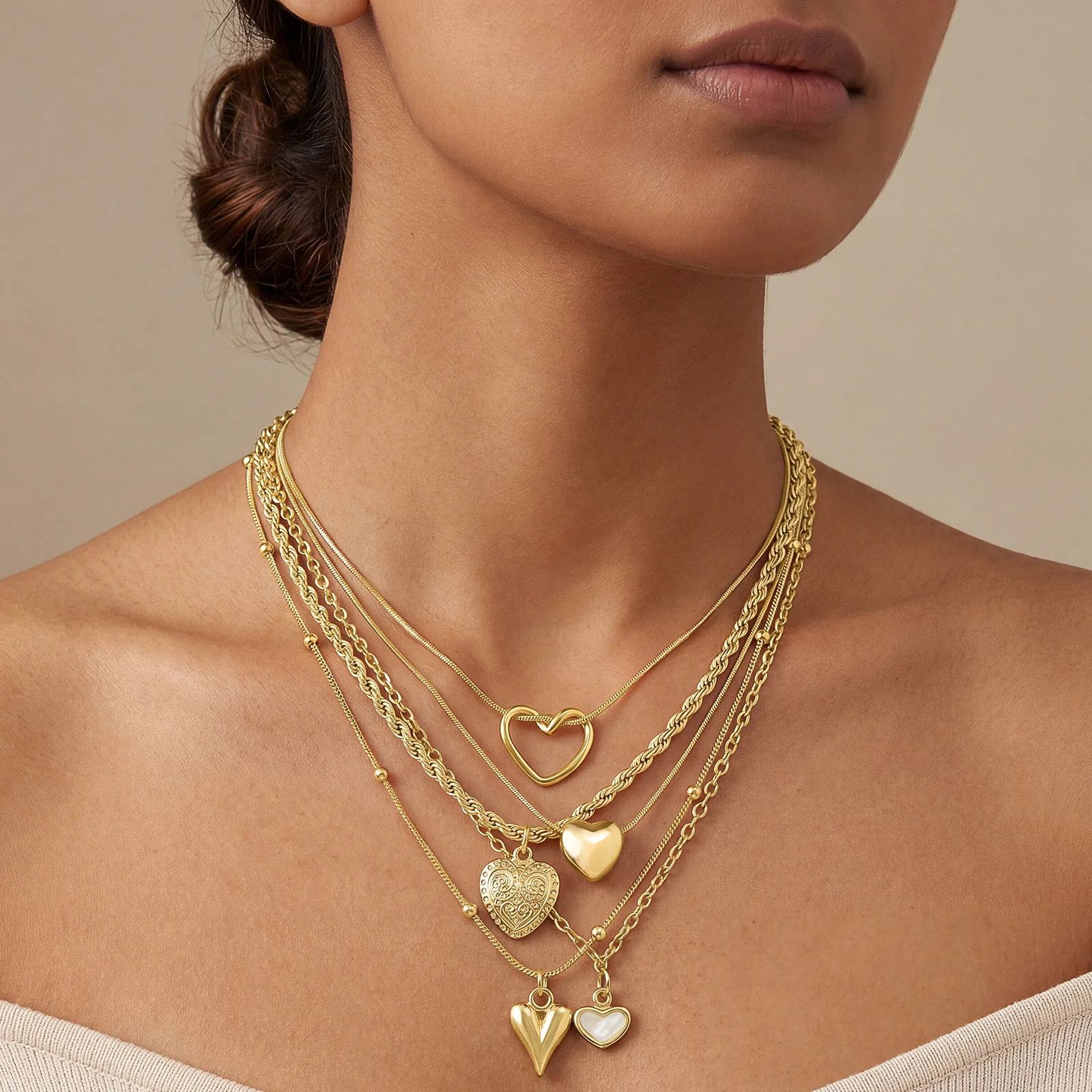 Elesh Layered Gold Love Necklace - Image 2