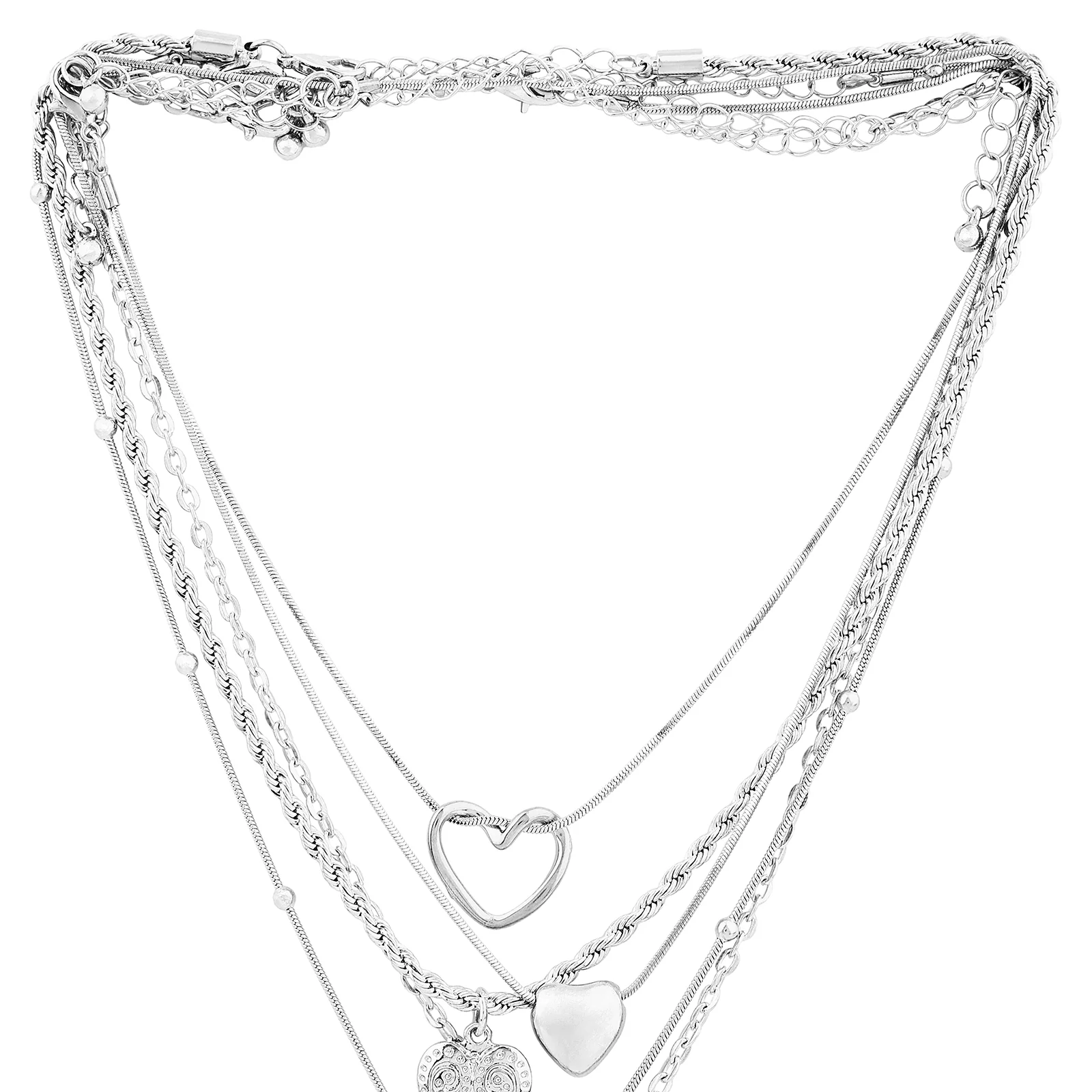 Elesh Layered Silver love Necklace - Image 5