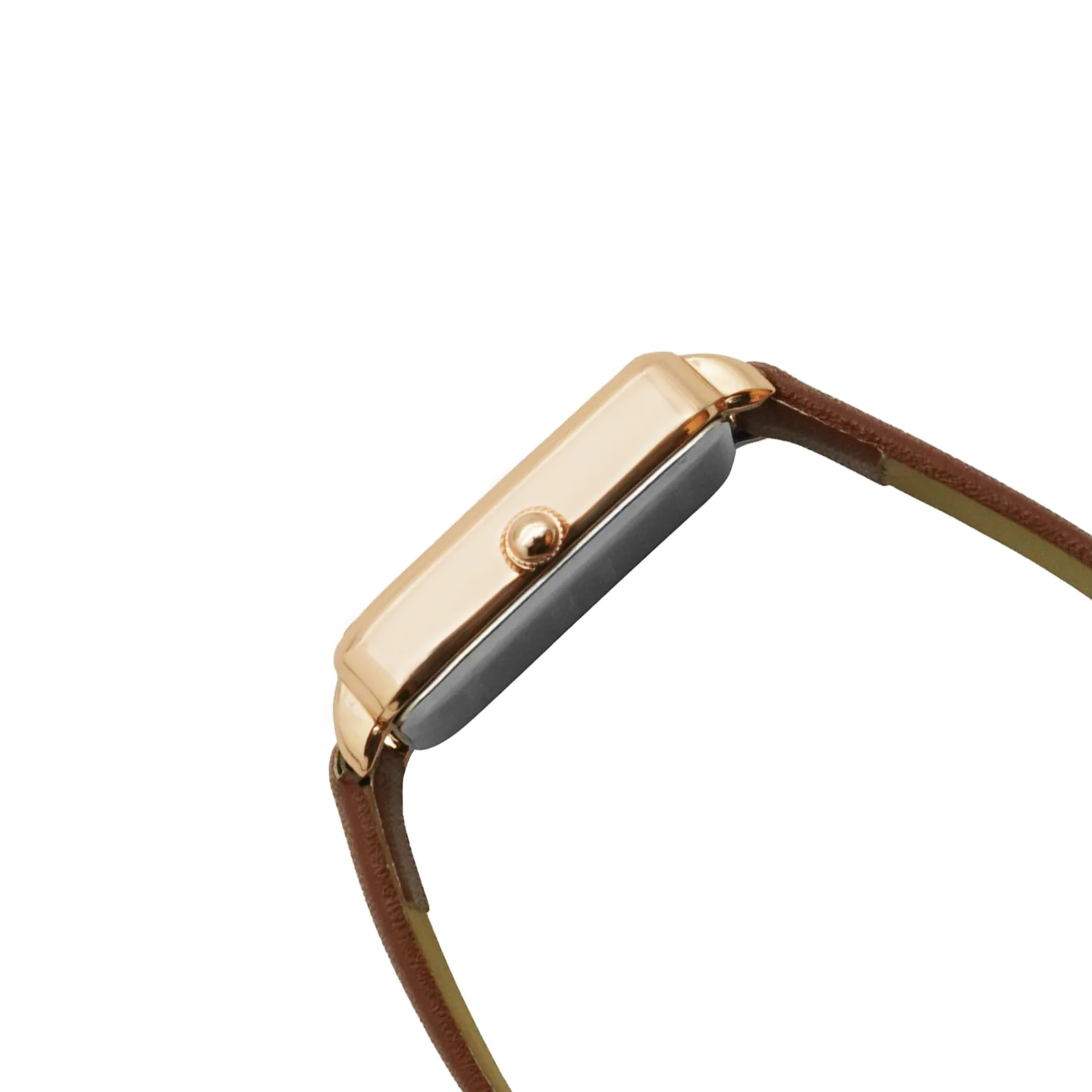 Emily White Small Square Dial Brown PU Strap Women's Watch - Image 4