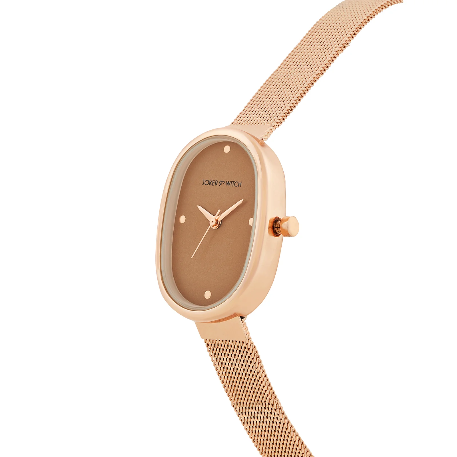 Enola Brown Small Oval Dial Rose Gold Mesh Strap Women's Watch - Image 4