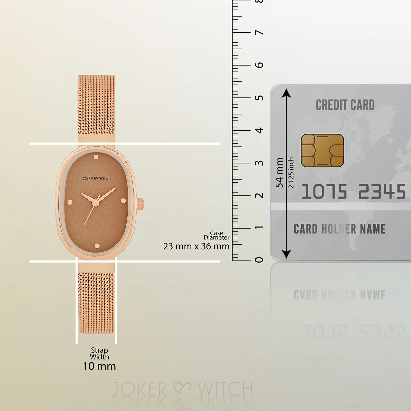 Enola Brown Small Oval Dial Rose Gold Mesh Strap Women's Watch - Image 8