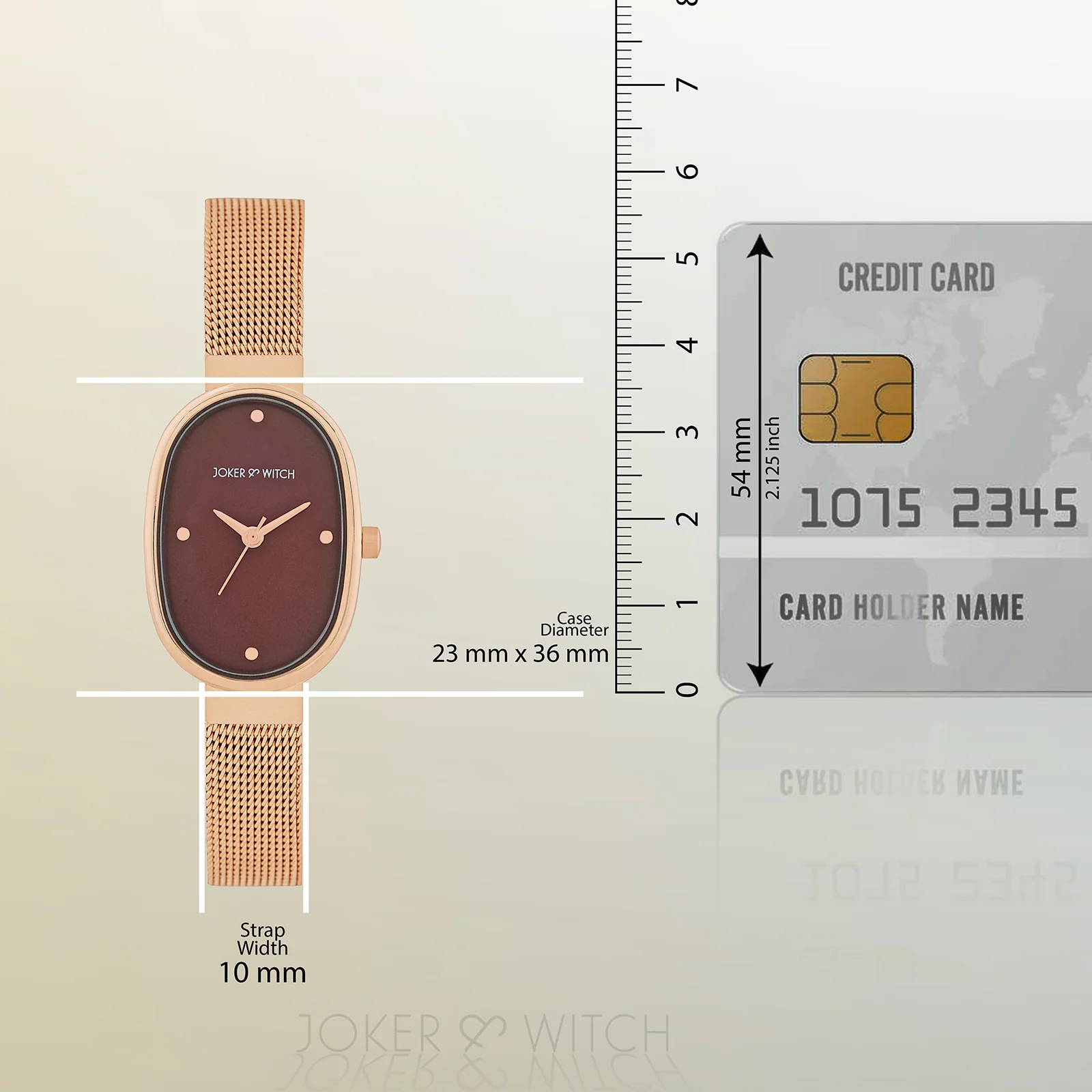 Enola Maroon Small Oval Dial Rose Gold Mesh Strap Women's Watch - Image 8