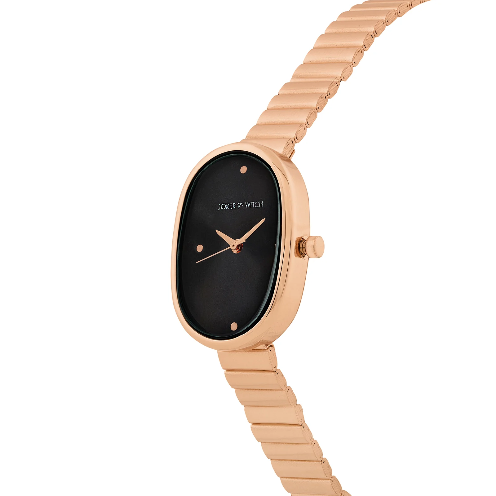 Eterna Black Small Oval Dial Rose Gold Linked Chain Strap Women's Watch - Image 4