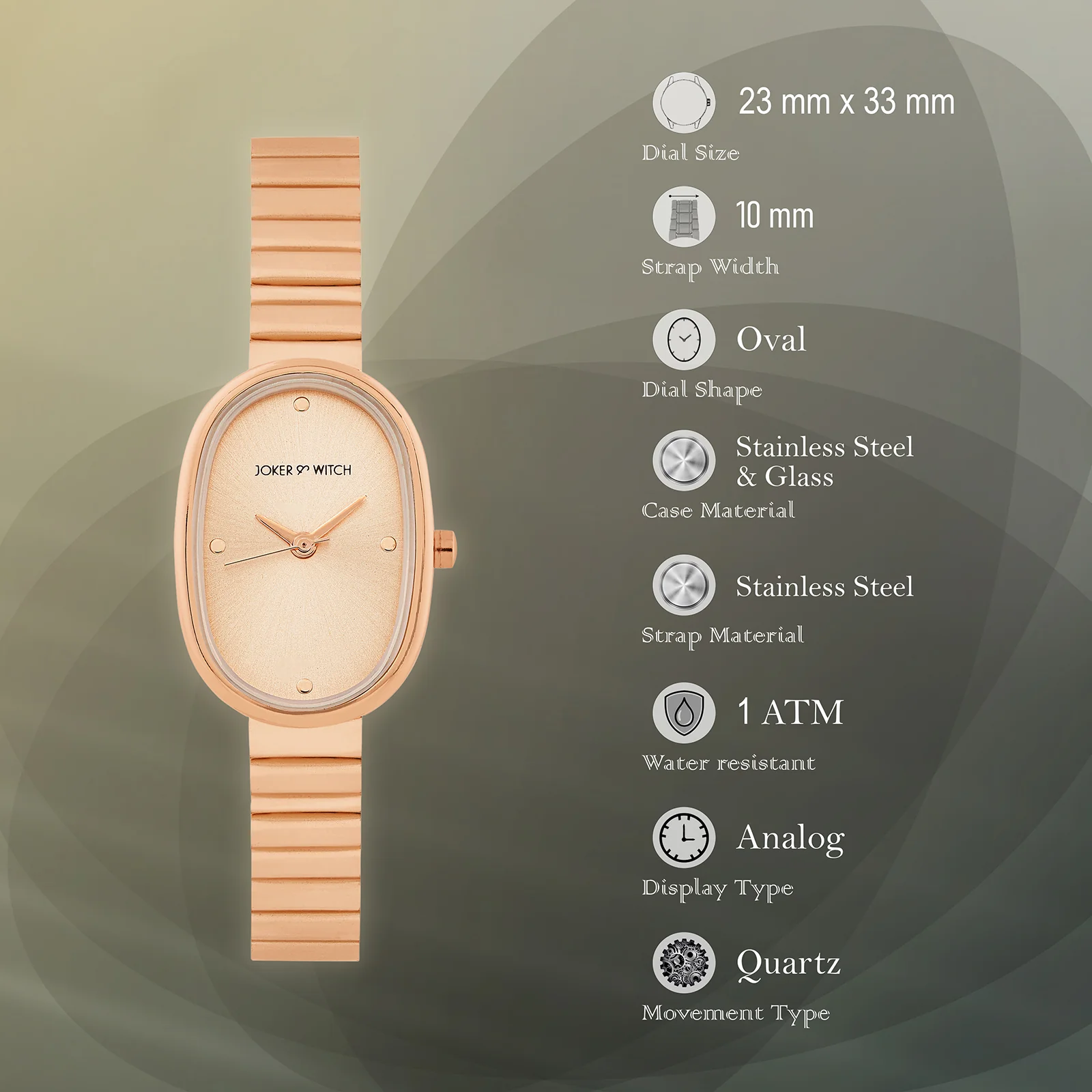Eterna Rose Gold Sunray Small Oval Dial Rose Gold Linked Chain Strap Women's Watch - Image 7