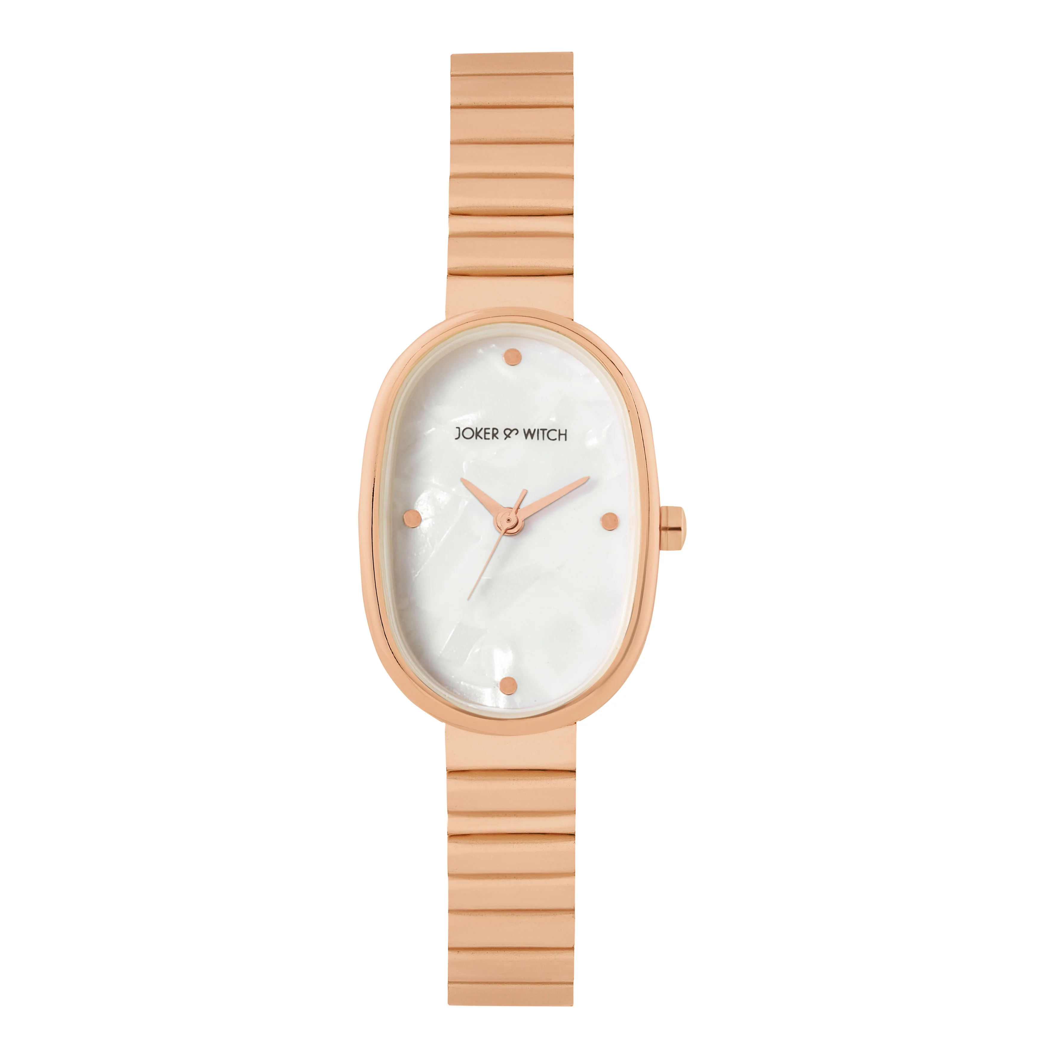 Eterna White MOP Small Oval Dial Rose Gold Linked Chain Strap Women's Watch - Image 3