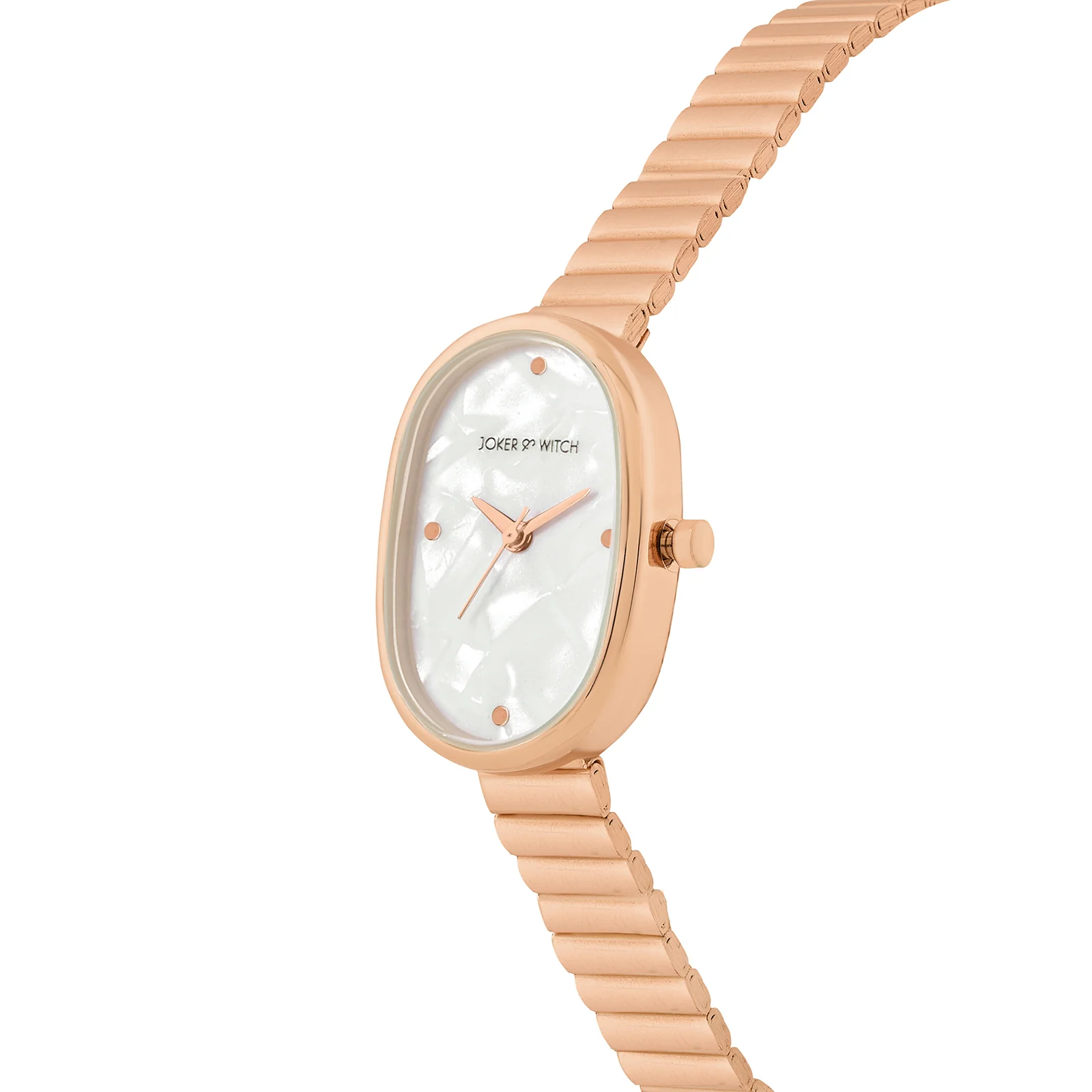 Eterna White MOP Small Oval Dial Rose Gold Linked Chain Strap Women's Watch - Image 4