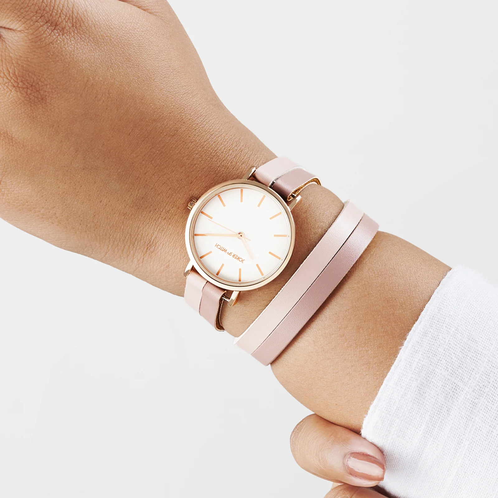 Eventide White Medium Dial Pink PU Wrap Around Strap Women's Watch