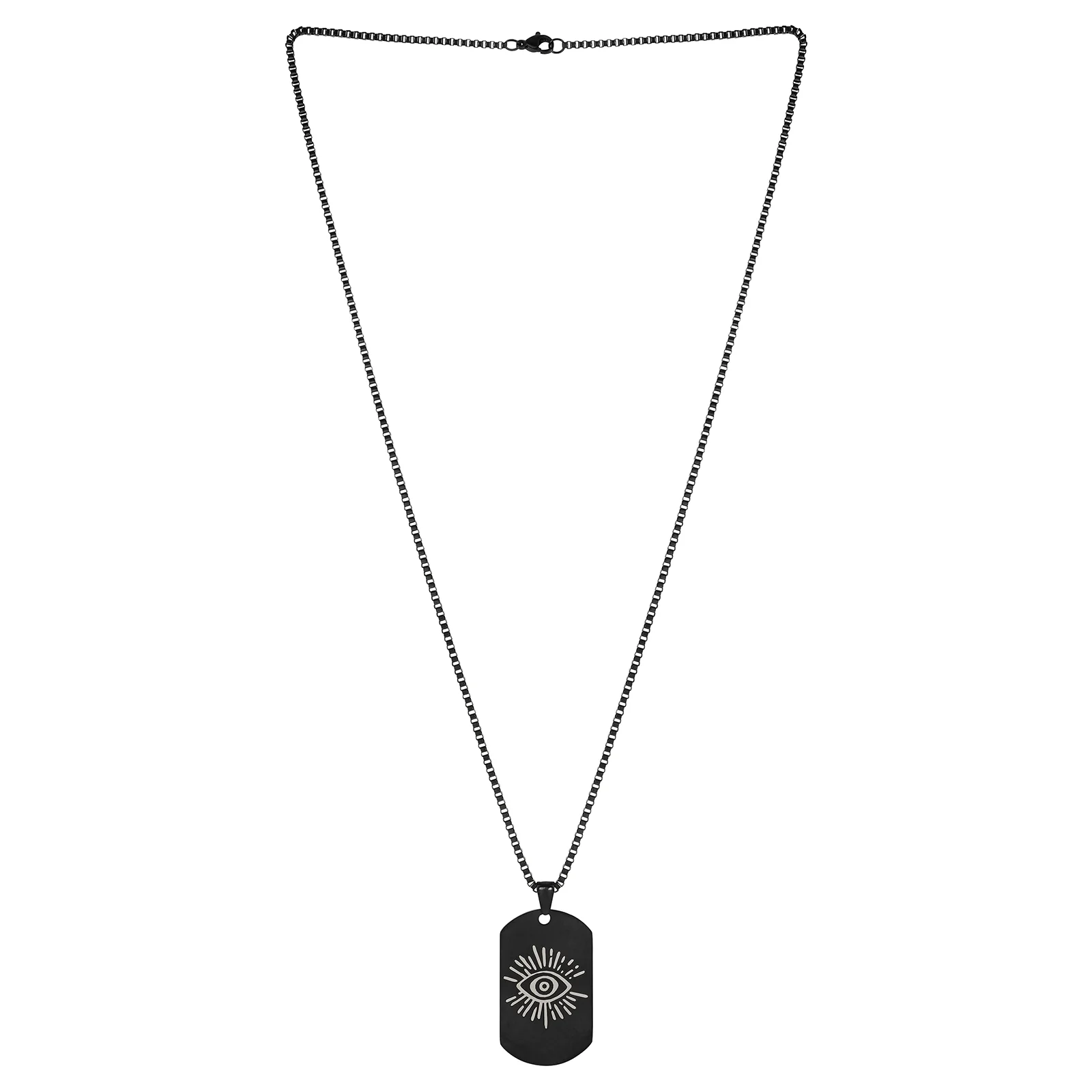Evil Eye Black Men's Curve Tag Mantra Necklace - Image 5