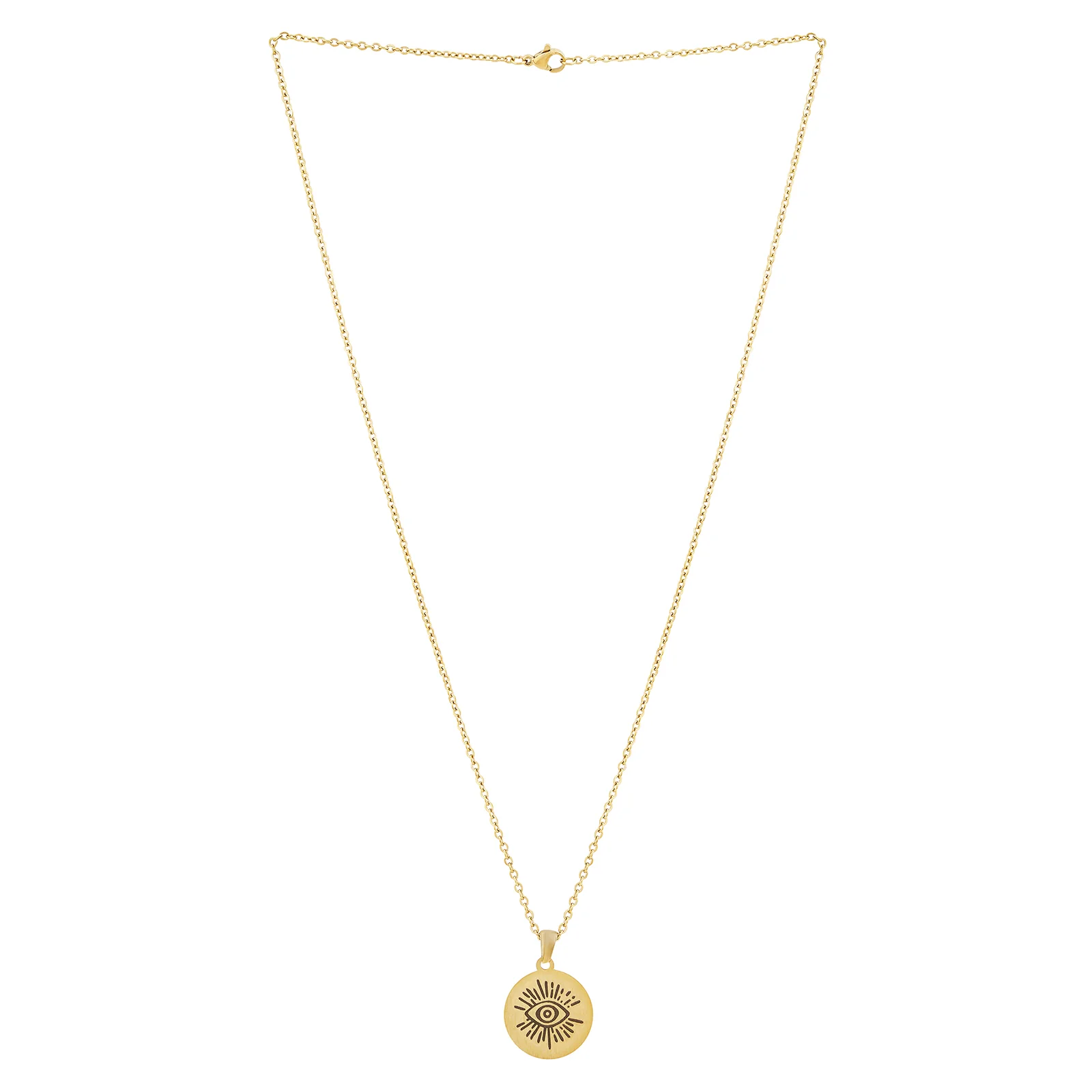 Evil Eye Gold Women's Round Mantra Necklace - Image 3