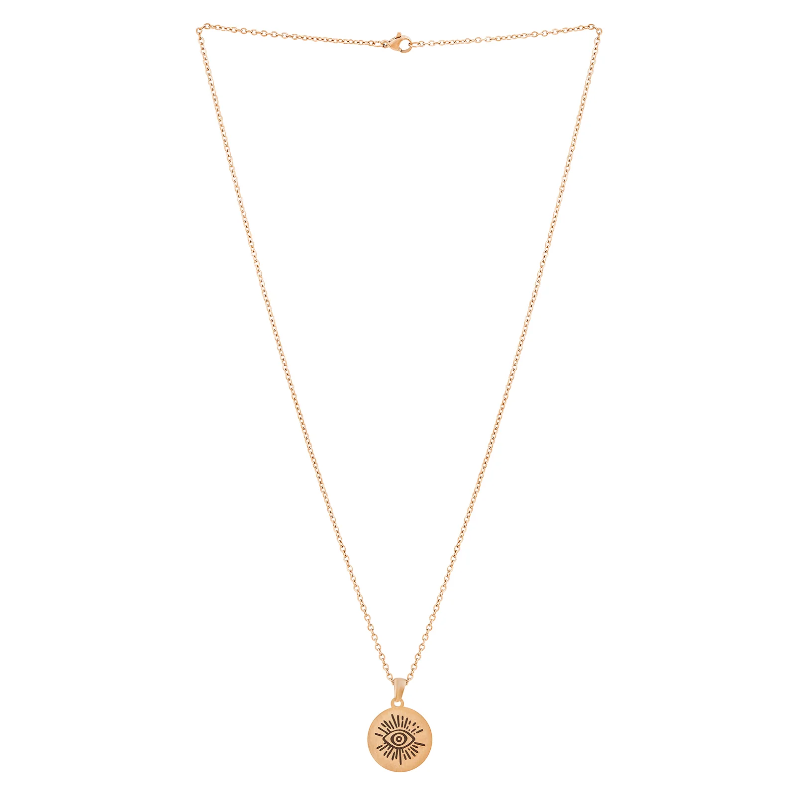 Evil Eye Rose Gold Women's Round Mantra Necklace - Image 4