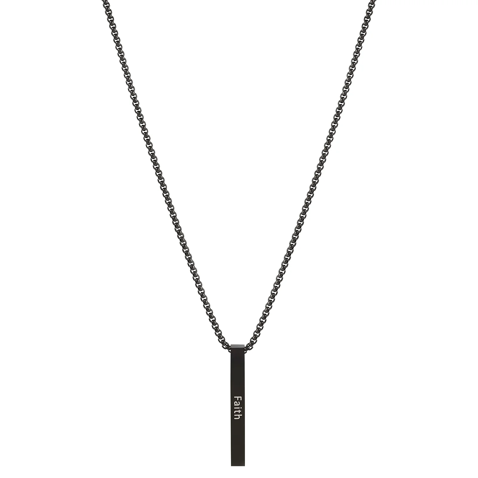 Faith Black Men's Bar Mantra Necklace - Image 4
