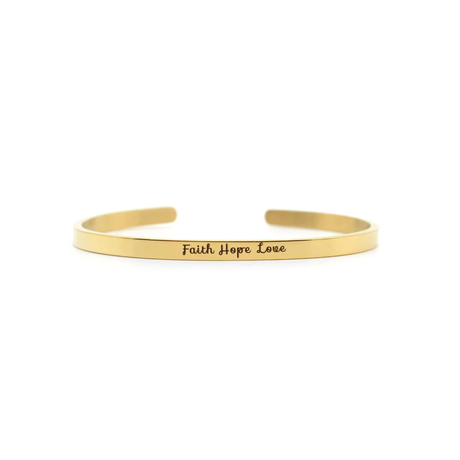Faith Hope Love Gold Mantra Band