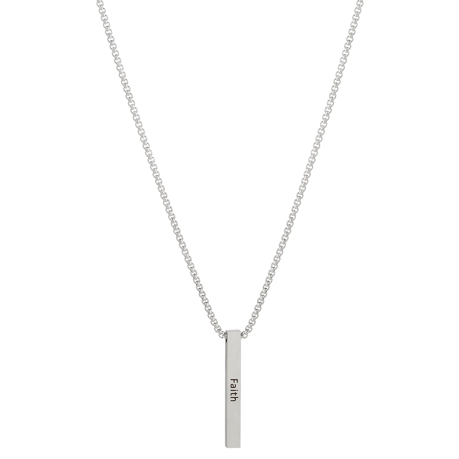 Faith Silver Men's Bar Mantra Necklace - Image 5
