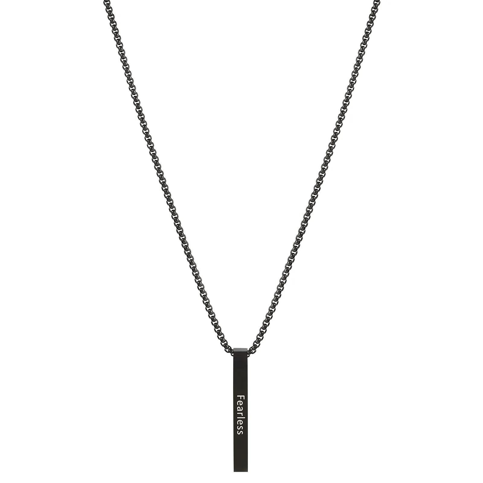 Fearless Black Men's Bar Mantra Necklace - Image 4