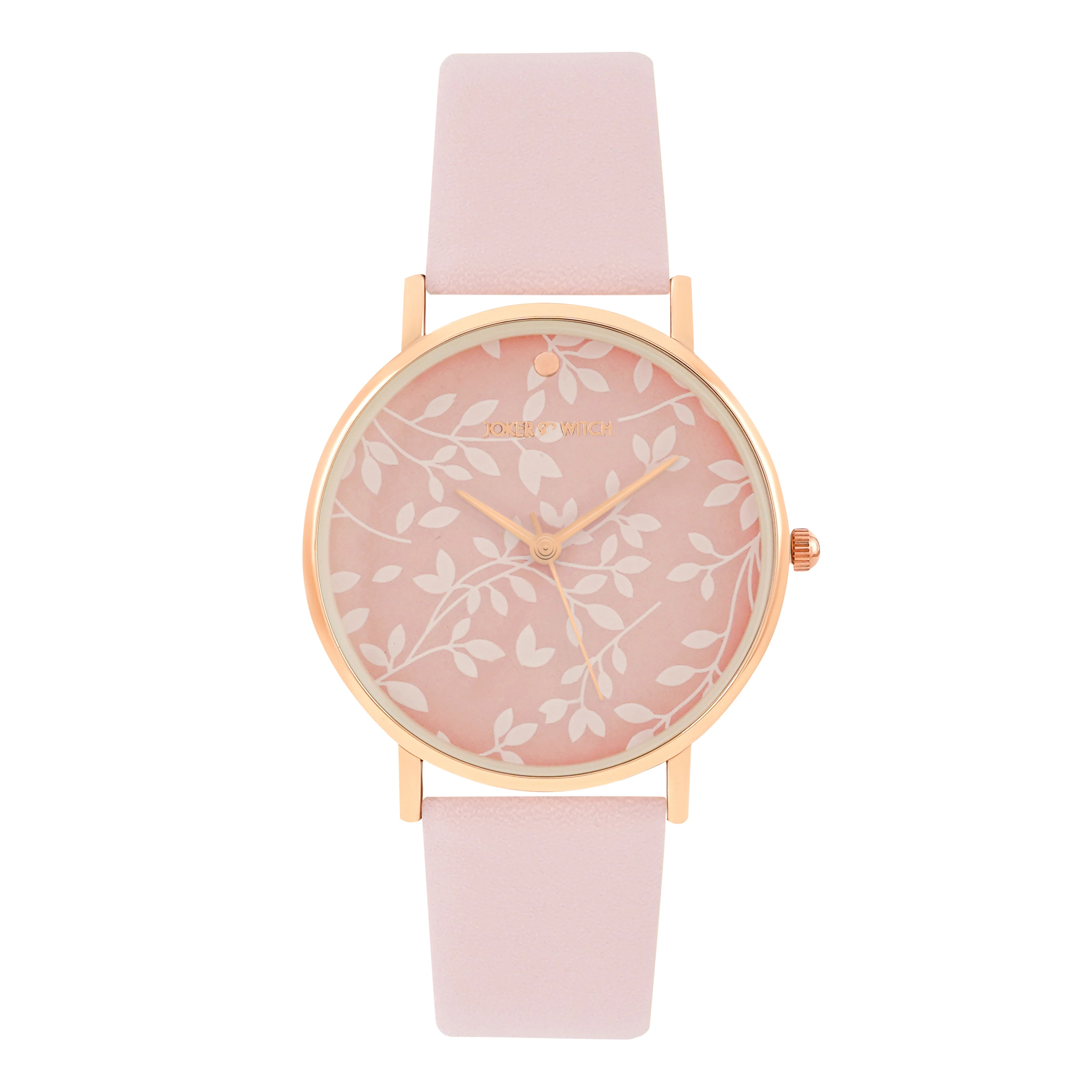 Printed Fern Pink Medium Dial PU Strap Women's Watch