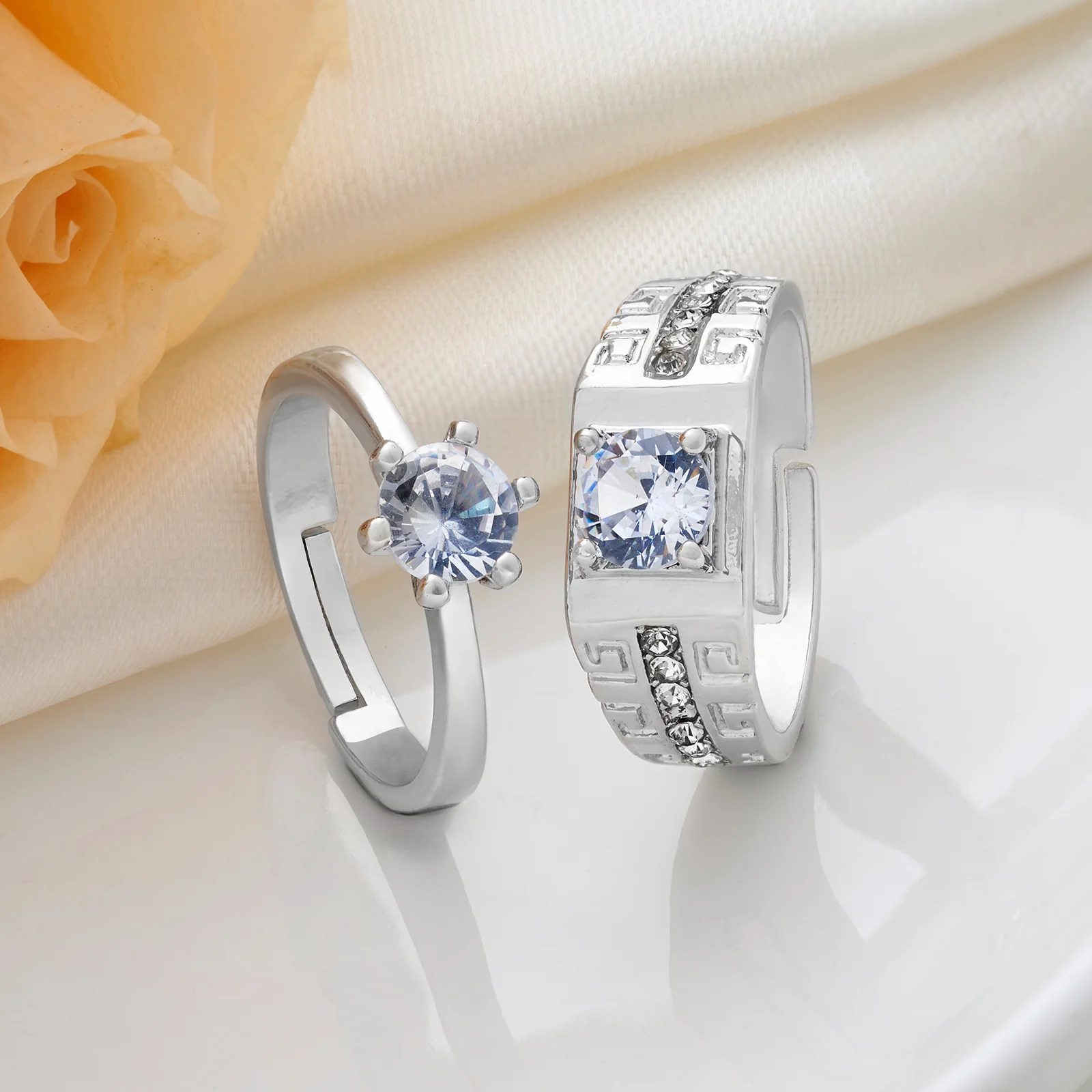 Finn & Rey Silver Pagoda Couple Rings