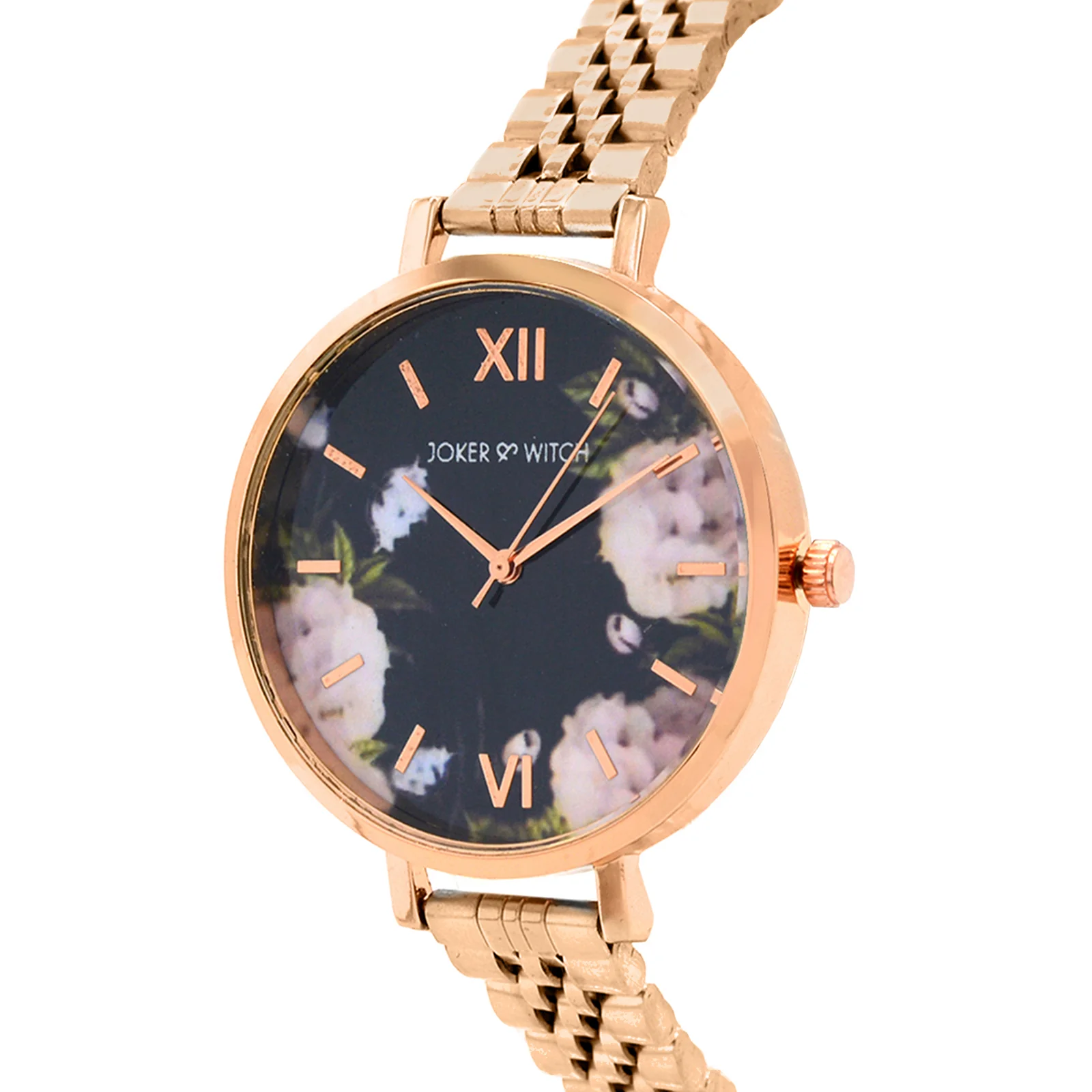 Fleur Black Large Dial Rose Gold Linked Chain Strap Women's Watch - Image 3