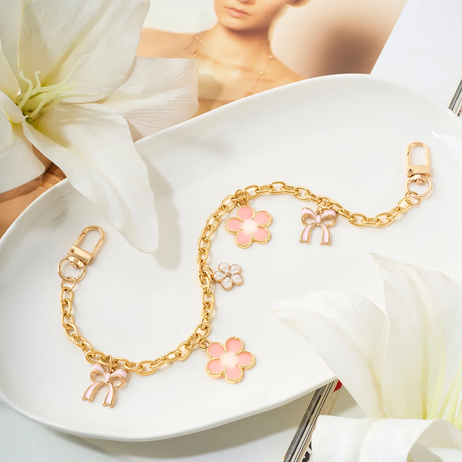 Fleurie Pink Bag Charm - Image 2